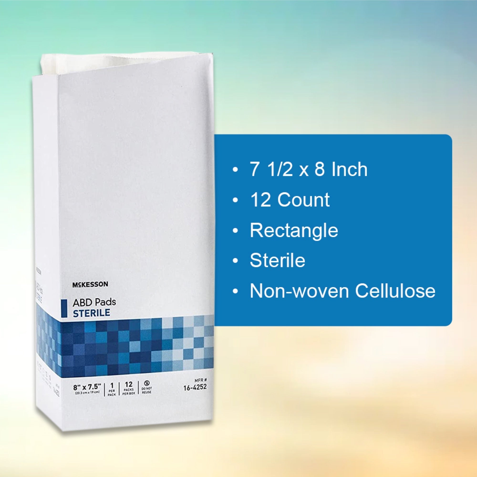 abdominal pad mckesson 7 1 2 x 8 inch sterile 1 per pack packaging type box