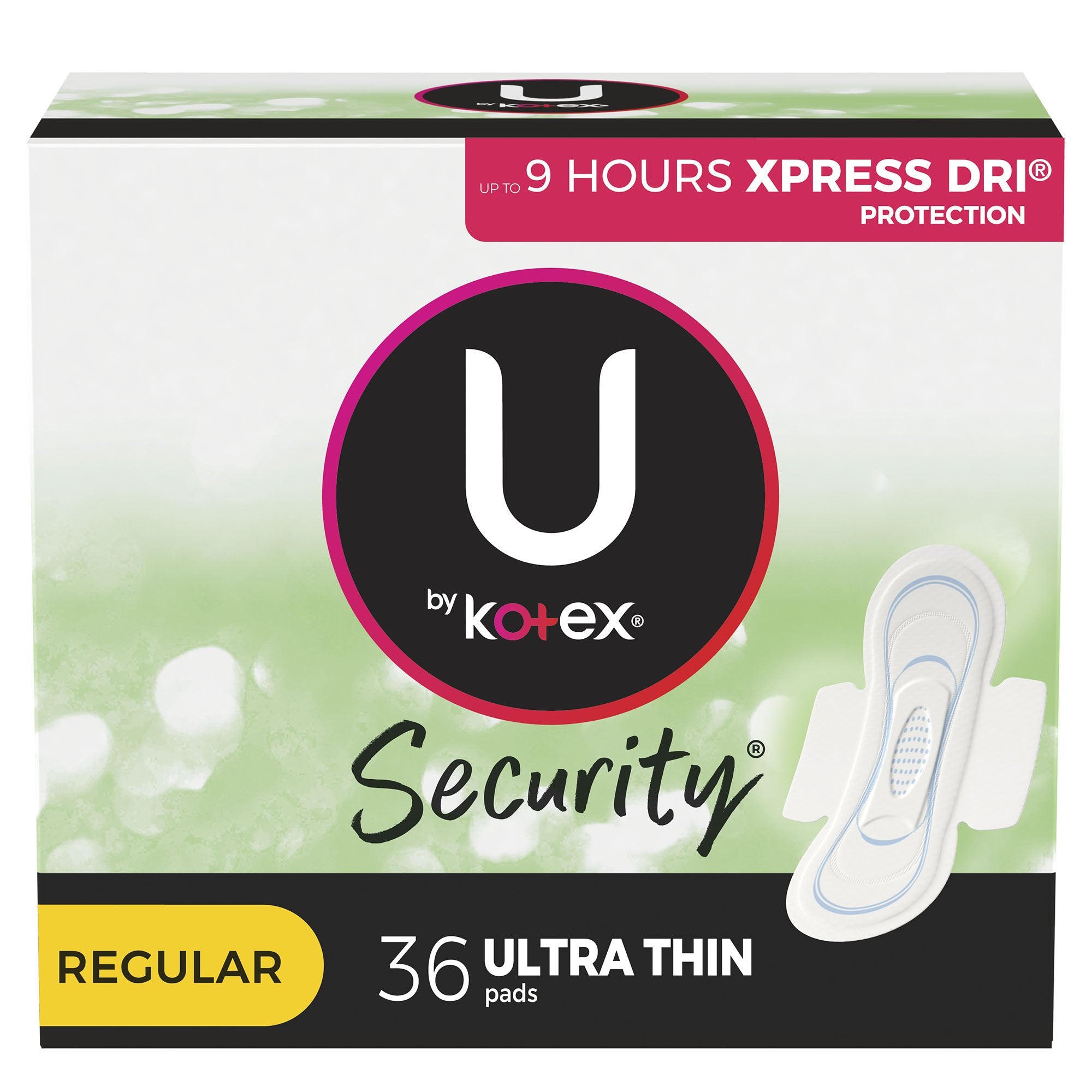 Feminine Pad U by Kotex Security Ultra Thin with Wings Regular Absorbency, Packaging Type- Case