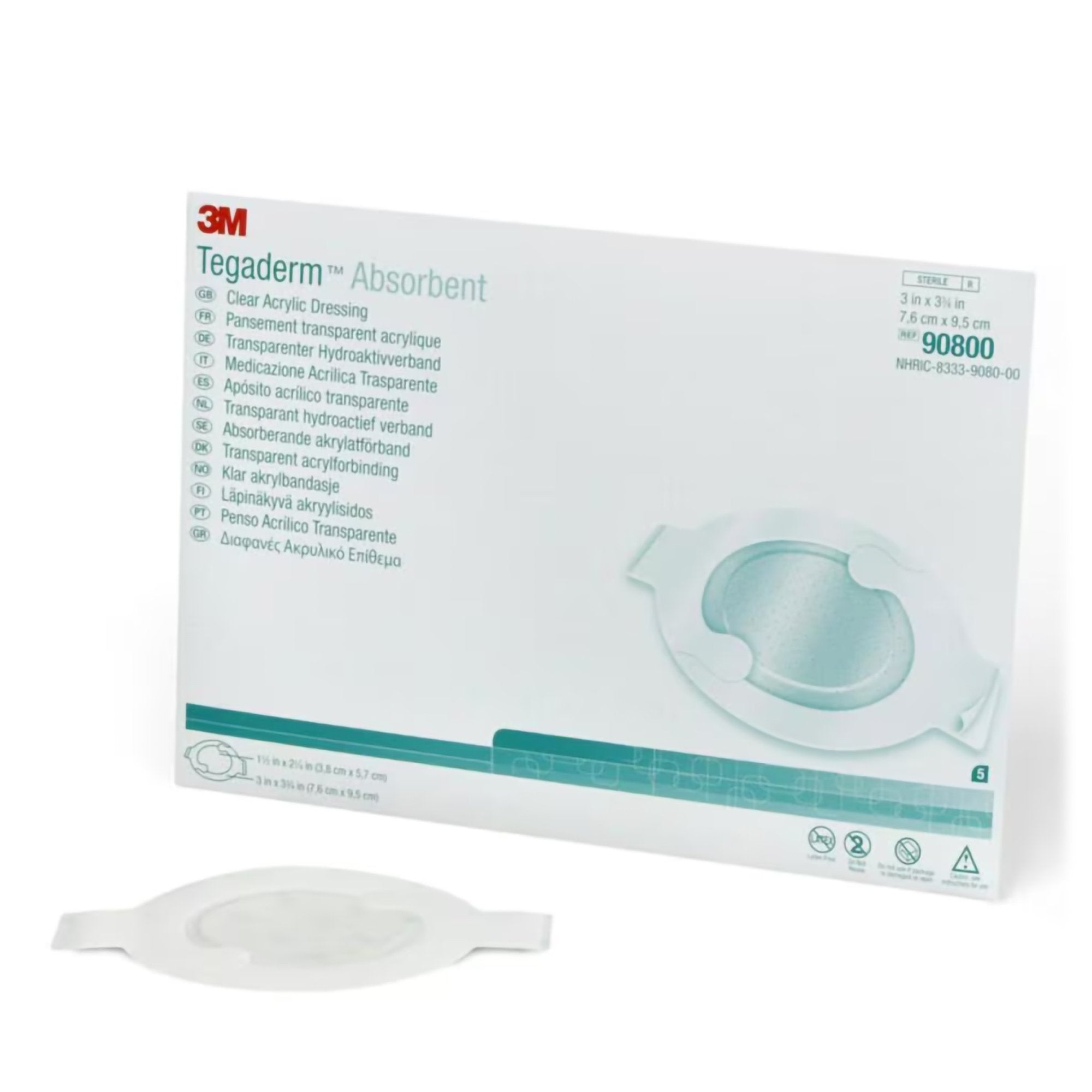Absorbent Transparent Film Dressing 3M Tegaderm Absorbent 3 X 3 3/4 Inch Oval Sterile