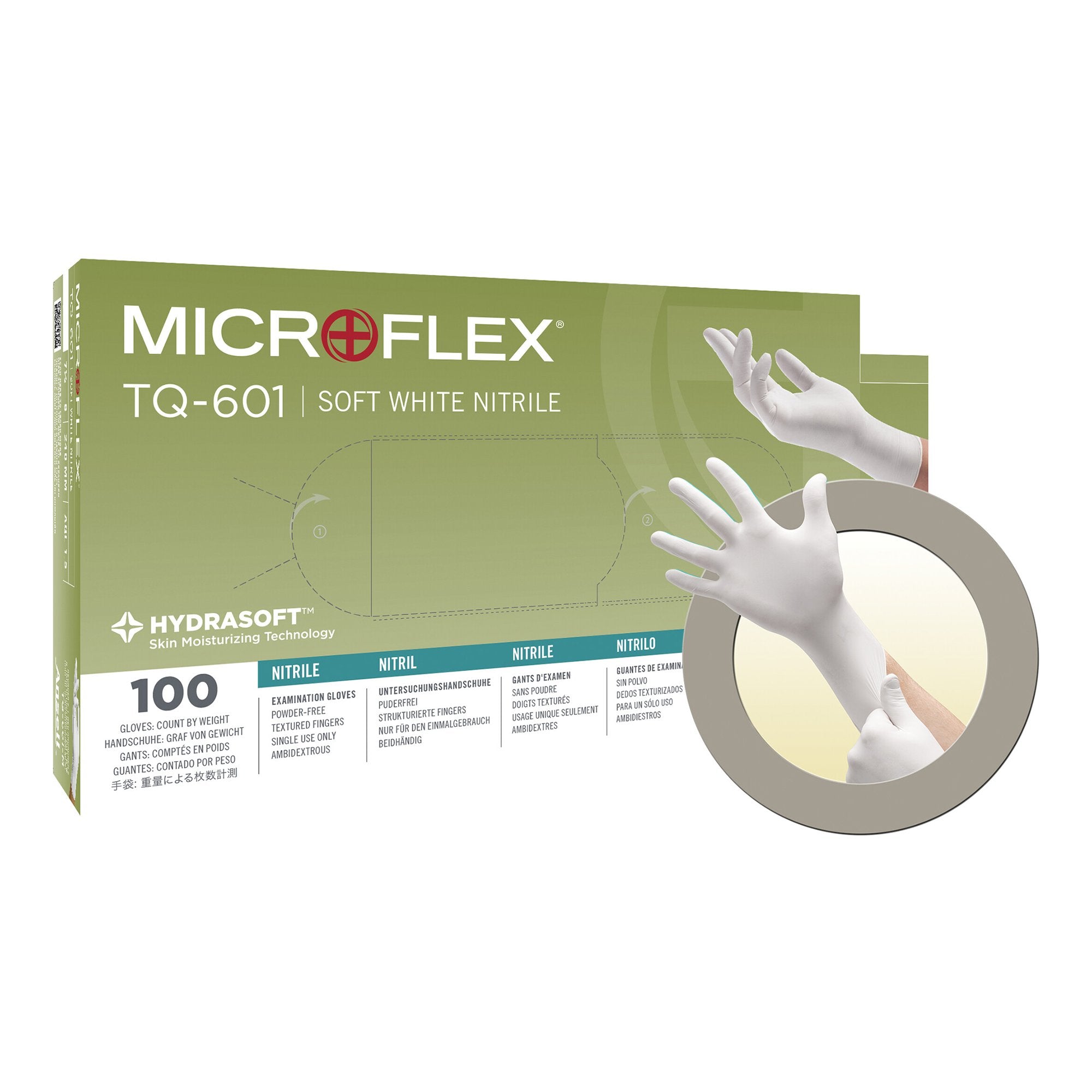 Exam Glove Soft White Nitrile* X-Small NonSterile Nitrile Standard Cuff Length Textured Fingertips White Not Rated, Packaging Type- Case