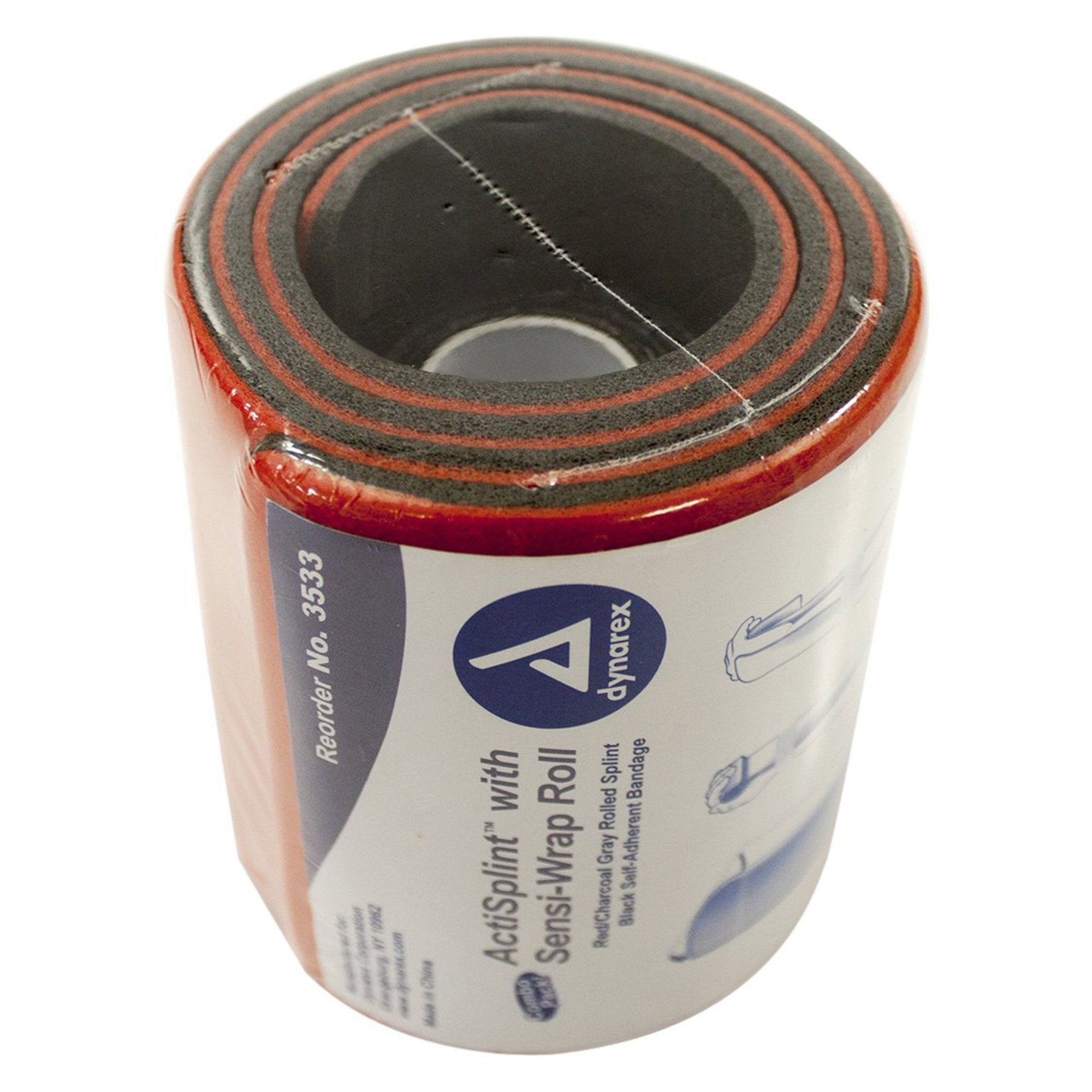 ActiSplint General Purpose Splint Rolled Splint Red / Charcoal Gray 4 1/4 X 36 Inch   Splint, 2 Inch X 5 Yard   Sensi Wrap