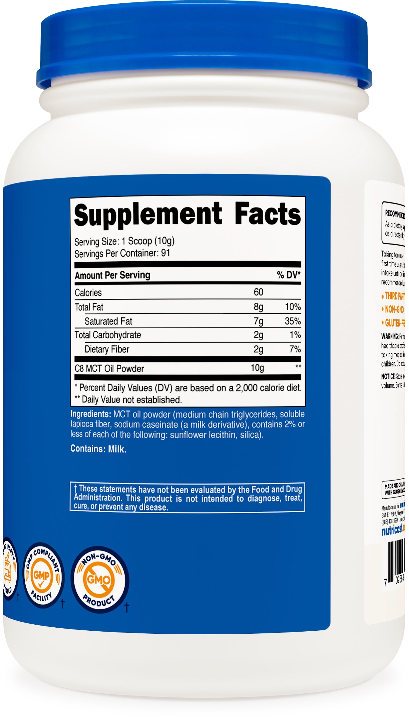 MCT Oil Powder 2LBS (32Oz)   Zero Net Carbs Supplement