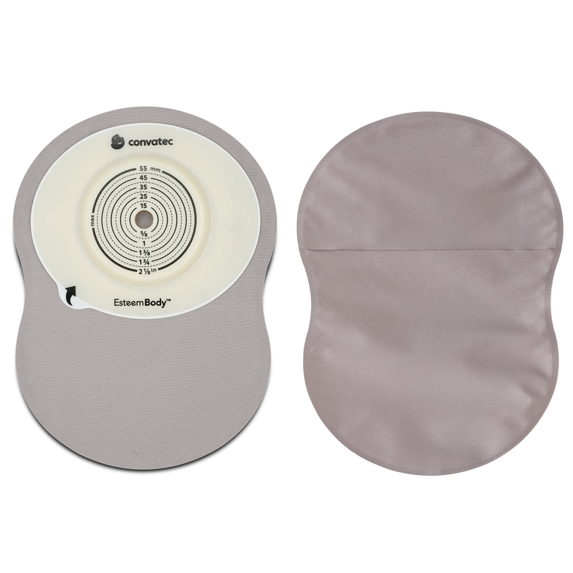 Ostomy Pouch Esteem Body One-Piece System 9 Inch Length Deep Convex, Trim To Fit 10 to 45 mm Stoma Closed End