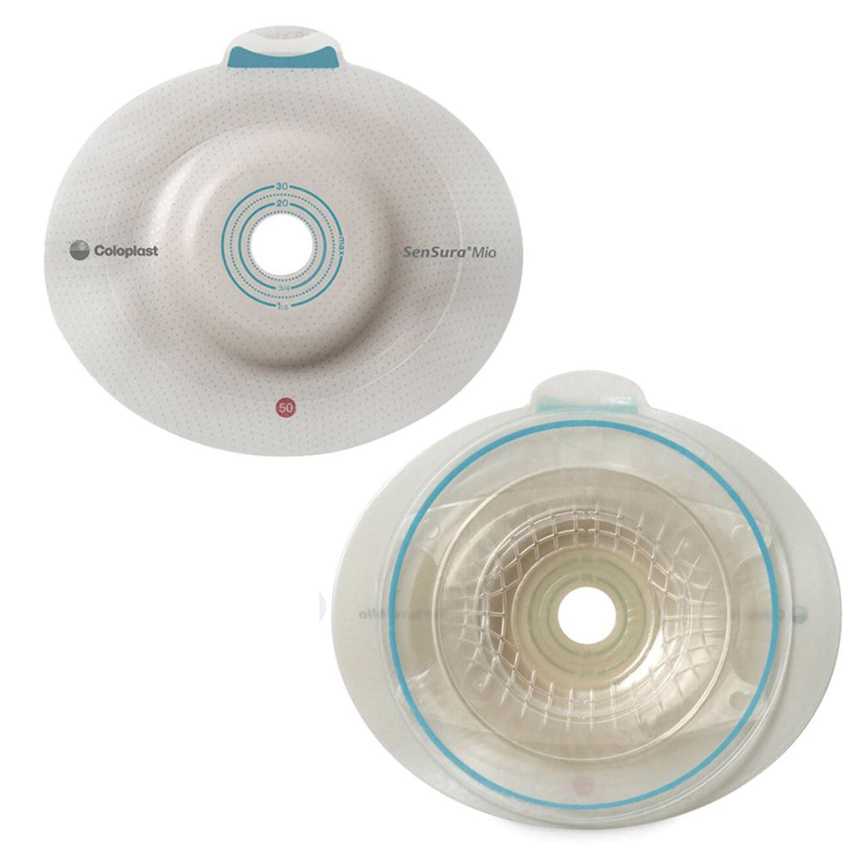 Ostomy Barrier SenSura Mio Click Trim to Fit, Extended Wear Elastic Adhesive 60 mm Flange Blue Code System 15 to 40 mm Opening | 5/Box - Deep Convex 15 to 40 mm opening