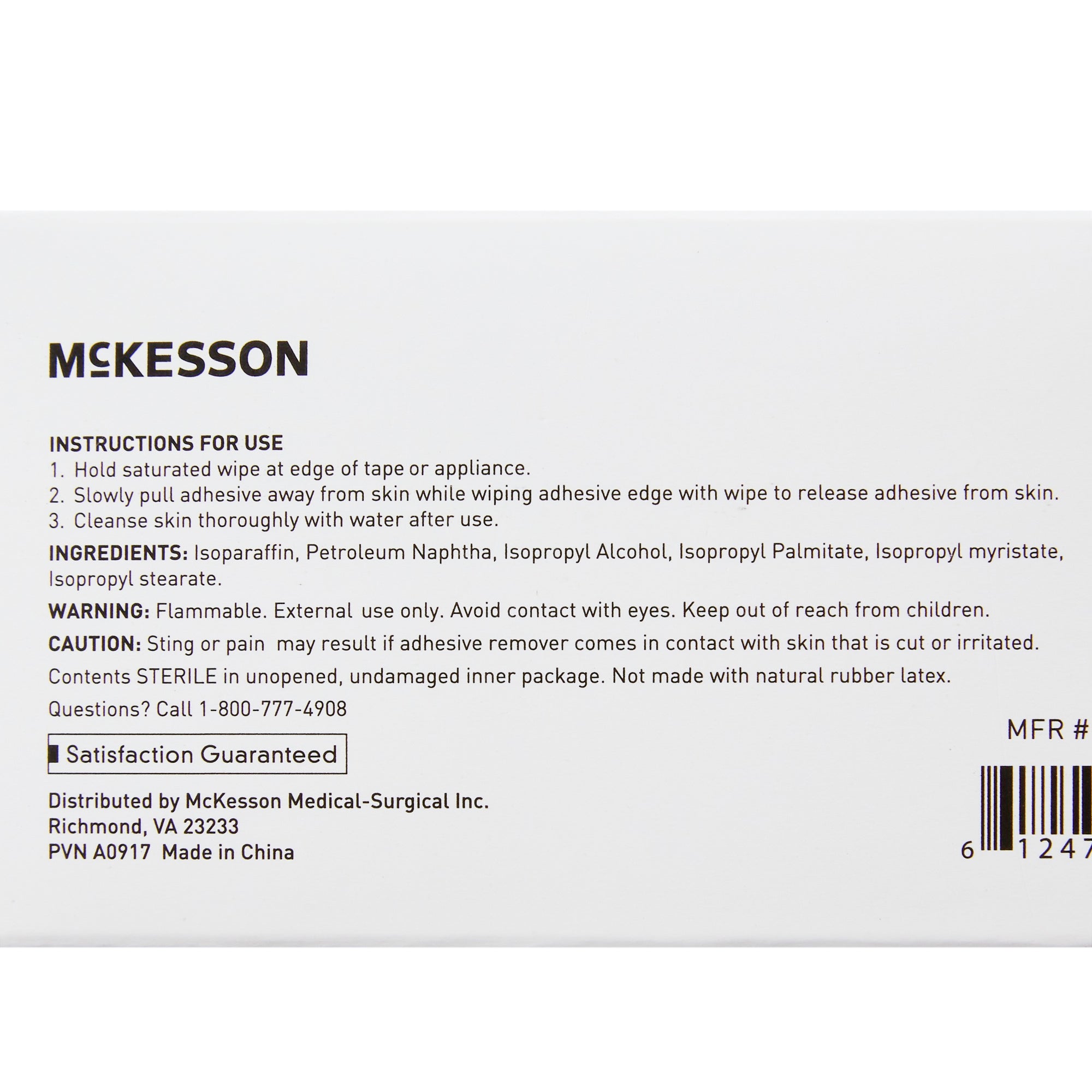 adhesive remover mckesson wipe 50 per box packaging type box