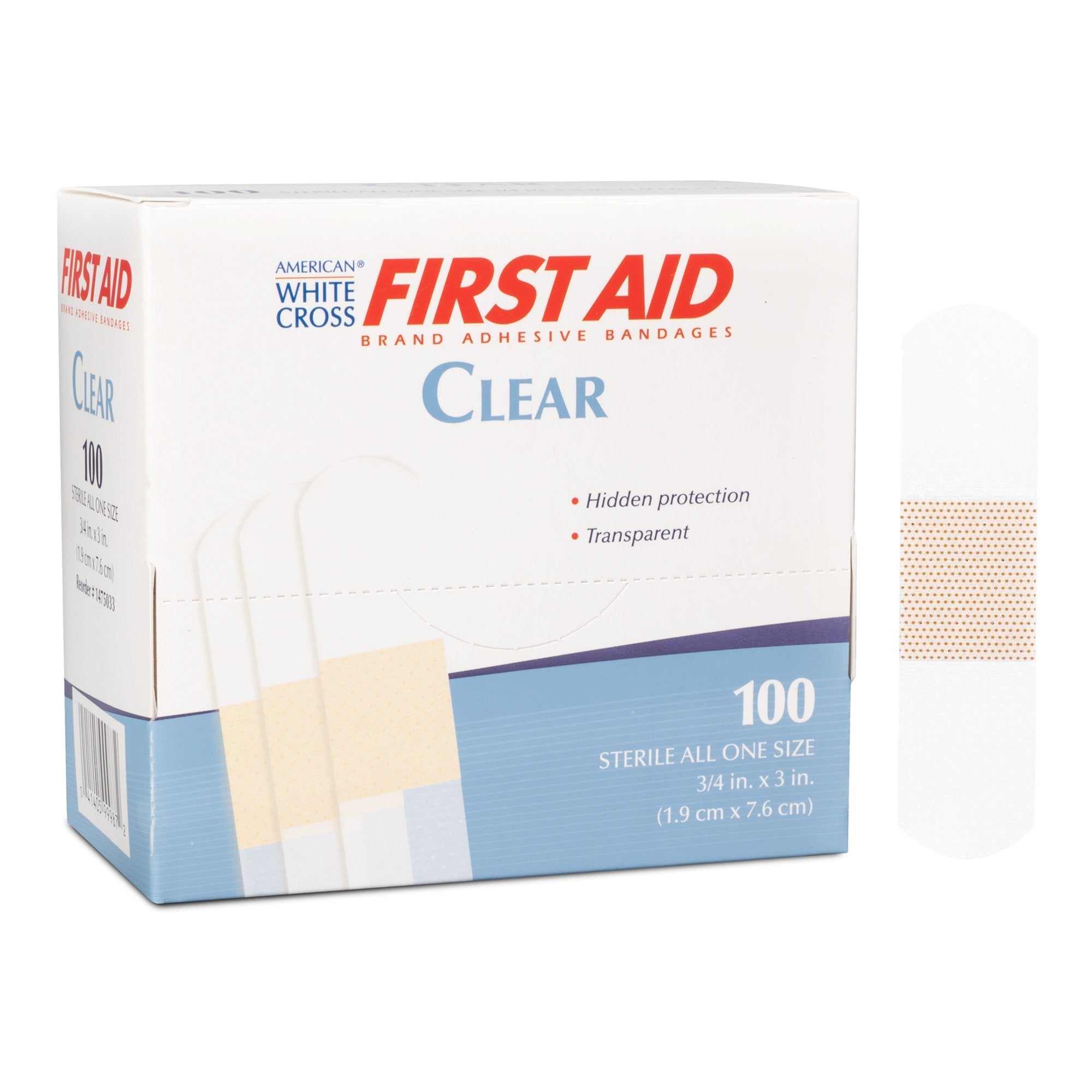 Adhesive Strip American White Cross 3/4 X 3 Inch Plastic Rectangle Clear Sterile