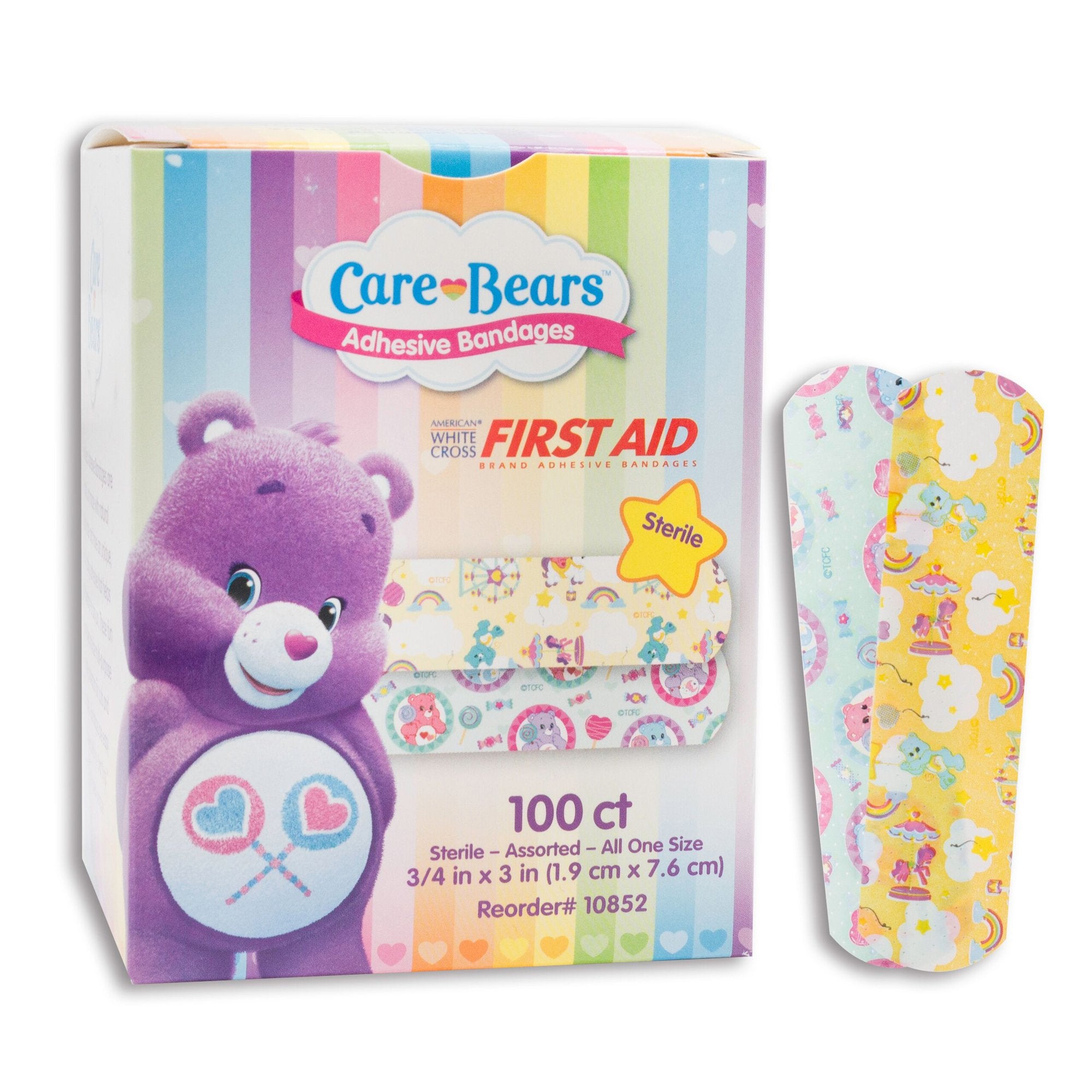 Adhesive Strip American White Cross Stat Strip 3/4 X 3 Inch Plastic Rectangle Kid Design (Care Bears) Sterile