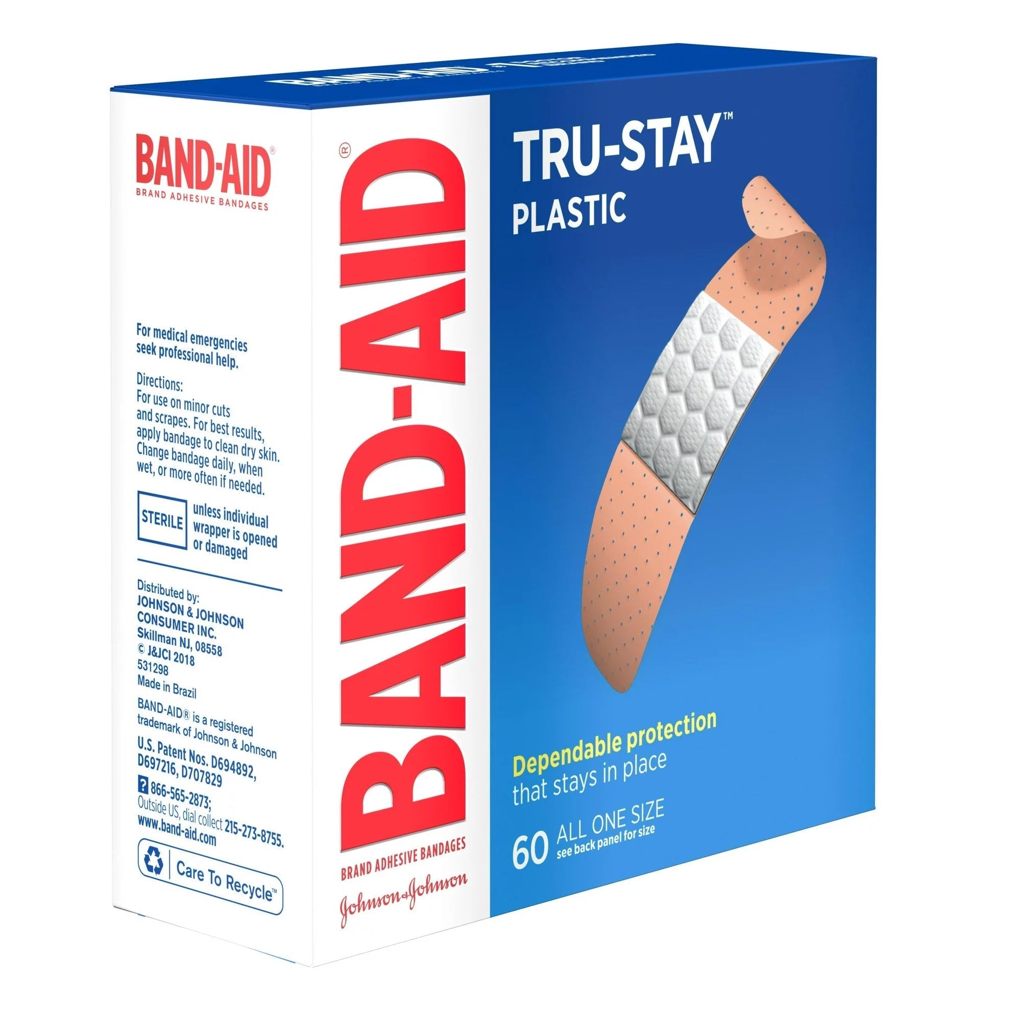 Adhesive Strip Band Aid Tru Stay 3/4 X 3 Inch Plastic Rectangle Tan Sterile