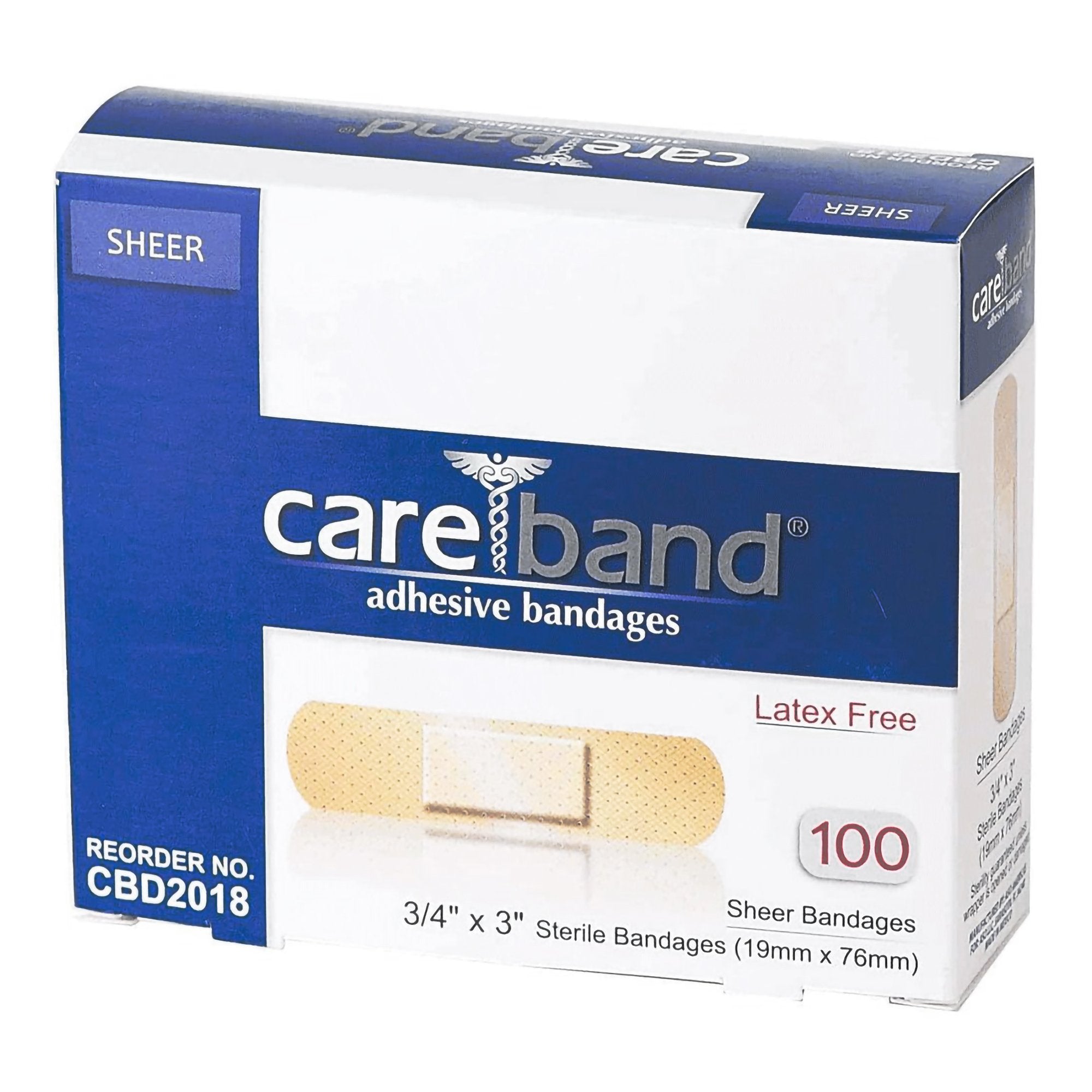 Adhesive Strip Careband 3/4 X 3 Inch Plastic Rectangle Sheer Sterile