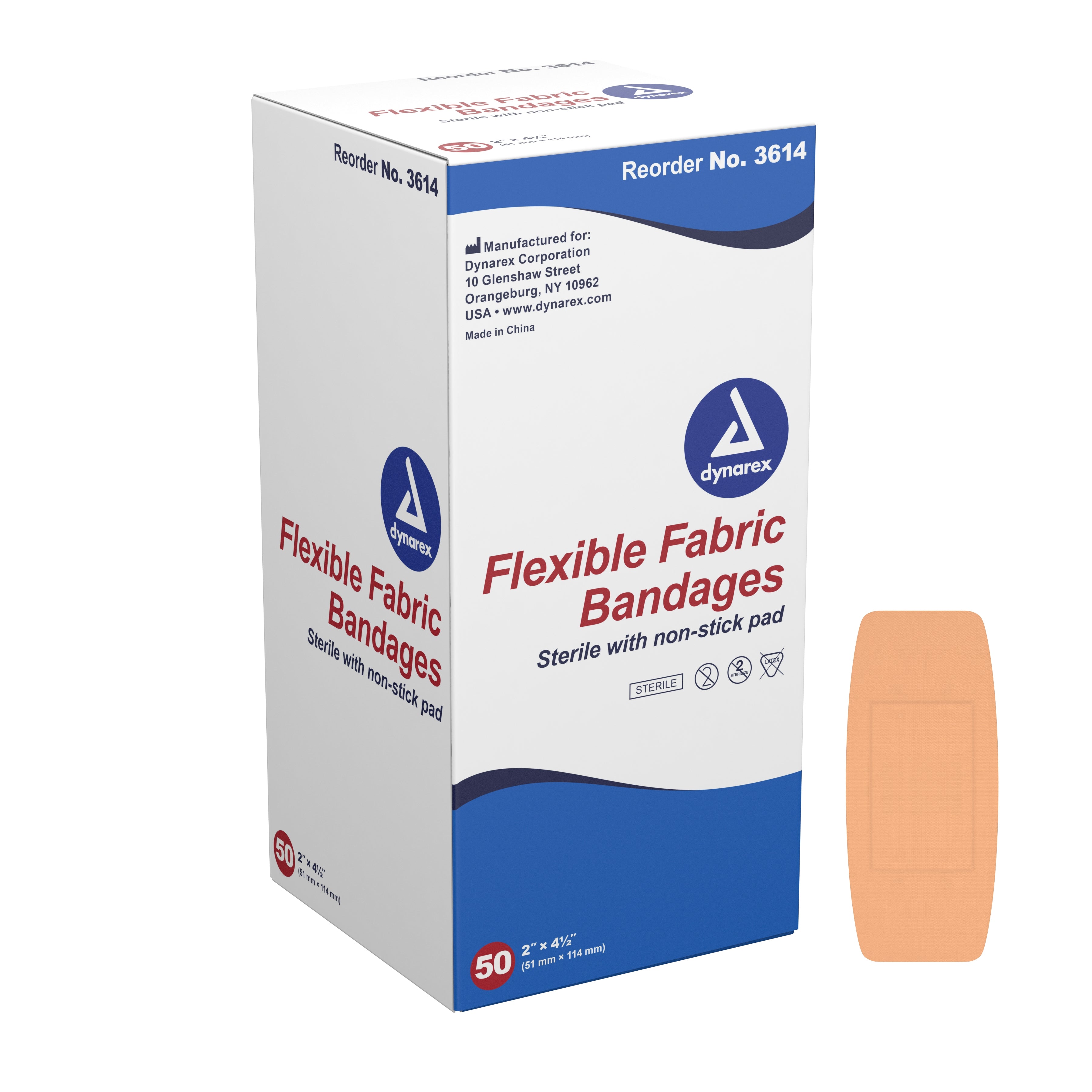 Adhesive Strip Dynarex 2 X 4 1/2 Inch Fabric Rectangle Tan Sterile