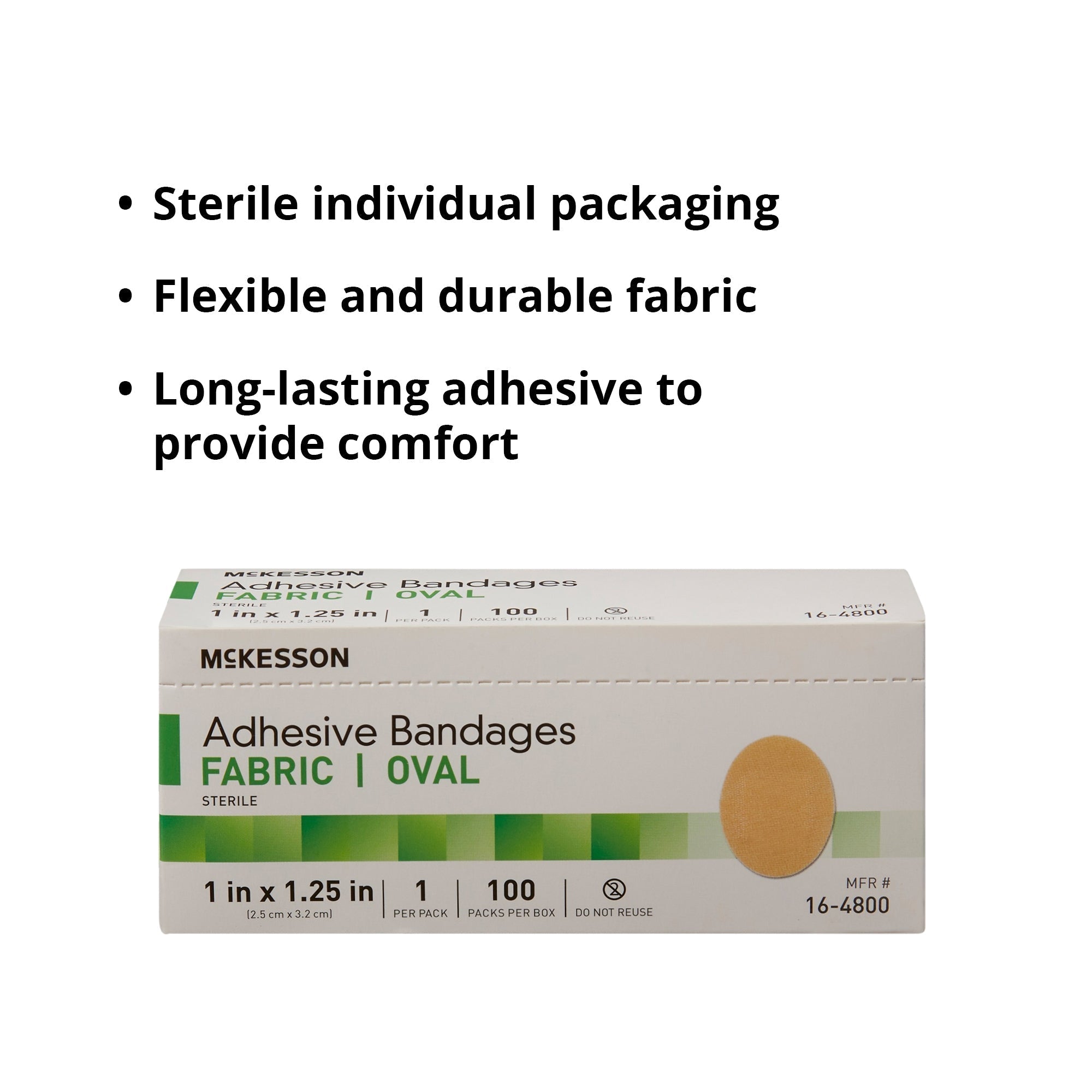 adhesive strip mckesson 1 x 1 1 4 inch fabric oval tan sterile packaging type case