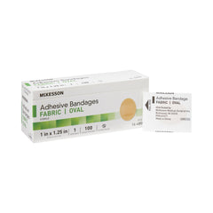 Adhesive Strip McKesson 1 X 1 1/4 Inch Fabric Oval Tan Sterile