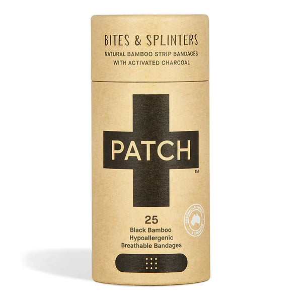 Adhesive Strip Patch 3/4 X 3 Inch Bamboo / Activated Charcoal Rectangle Black Sterile