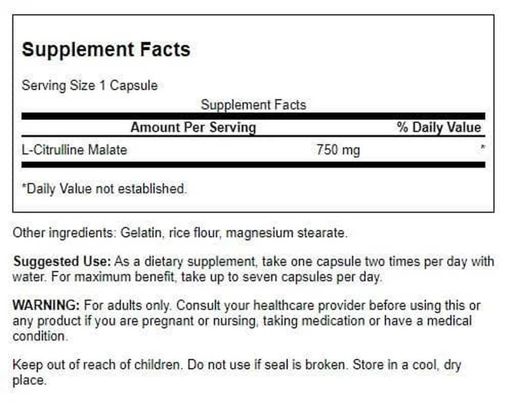 Swanson L-Citrulline Malate 750 Mg 60 Caps 2 Pack