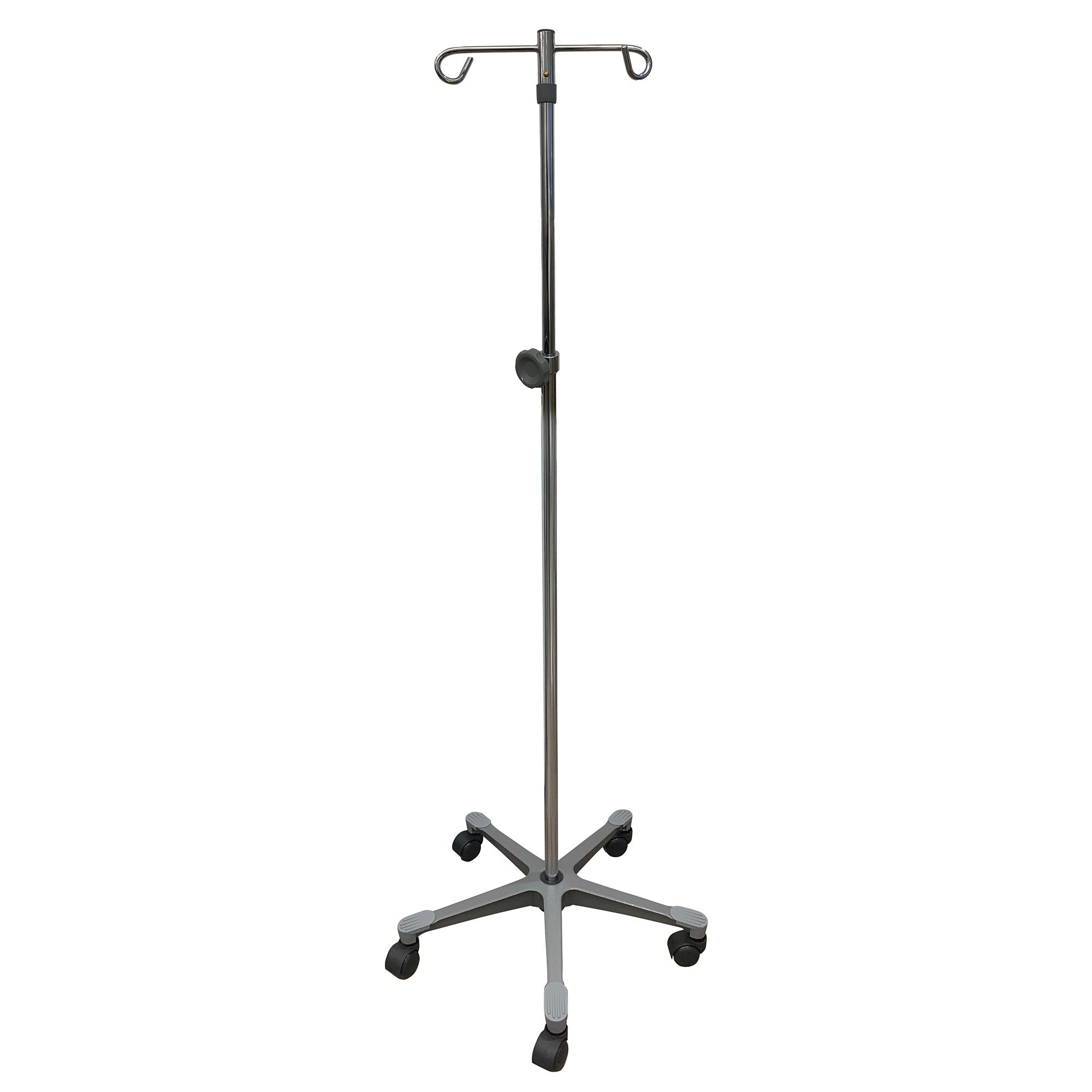 IV Stand Floor Stand McKesson 2-Hook 5-Legs, Dual-Wheel Nylon Casters, Cast Aluminum Base, Packaging Type- Case