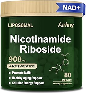 Airboy NAD Supplement, Liposomal NAD Nicotinamide Riboside Resveratrol 900mg, NMN Alternative, NAD Booster Support Anti-Aging, Energy, Focus - 80 Capsules
