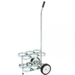 D/E Cylinder Cart, 6 Cylinder Capacity, Crome Plated Medical Cylinder Cart, Size D & E