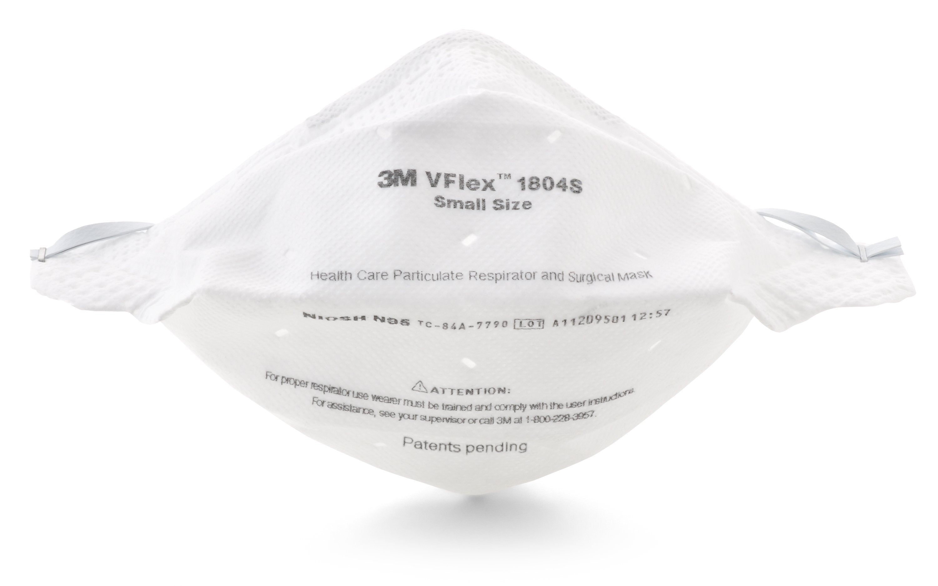 Particulate Respirator / Surgical Mask 3M VFlex Medical N95 ASTM F1862 Elastic Strap Small, Packaging Type- Case