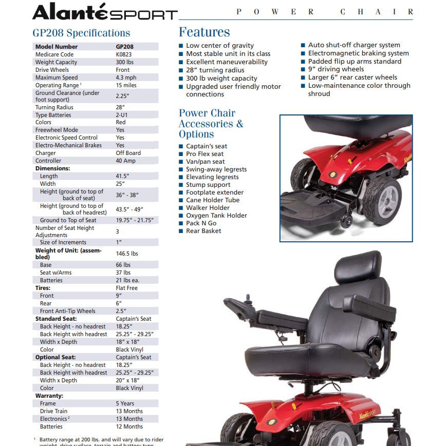 alante sport power chair