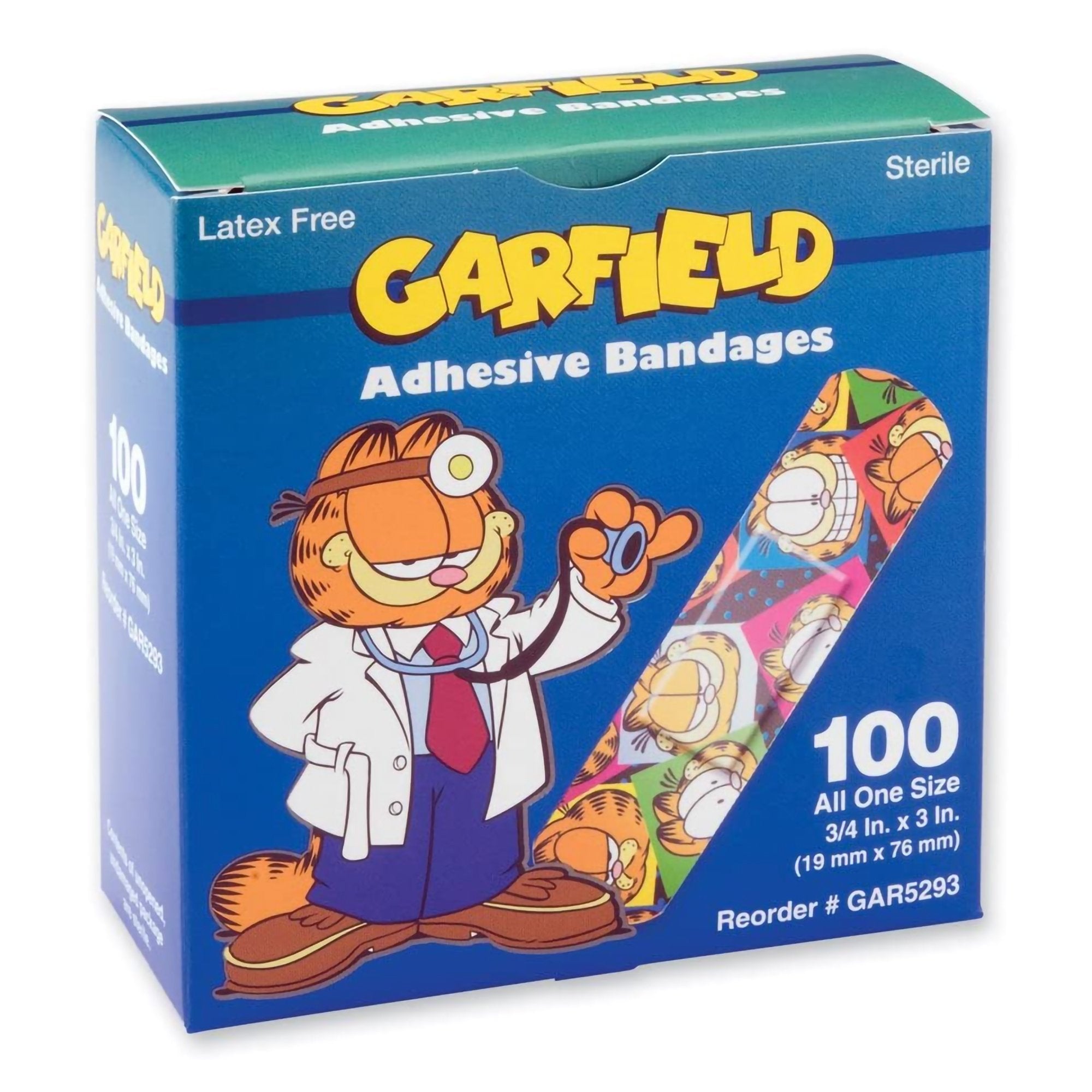 Adhesive Strip ASO 3/4 X 3 Inch Plastic Rectangle Kid Design (Garfield) Sterile, Packaging Type- Box