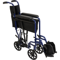 Probasics Aluminum Transport Wheelchair with Padded full-length permanent armrests and Swing-away Footrests ,Composite 8" Wheels ,300 lbs Weight Capacity ,TCA1916BL