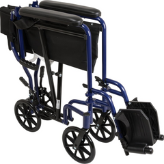 Probasics Aluminum Transport Wheelchair with Padded full-length permanent armrests and Swing-away Footrests ,Composite 8" Wheels ,300 lbs Weight Capacity ,TCA1916BL