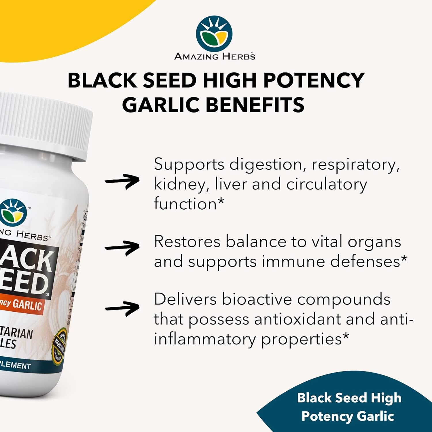 amazing herbs black seed and garlic 100 capsules