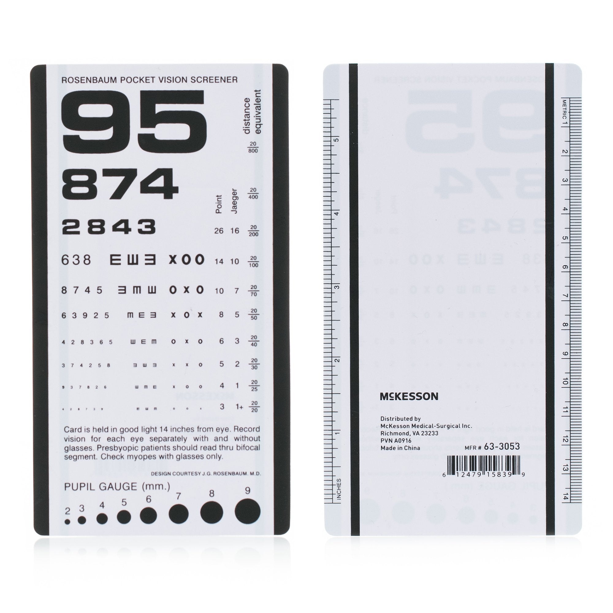 Eye Chart McKesson 14 Inch Distance Acuity Test, Packaging Type- Each