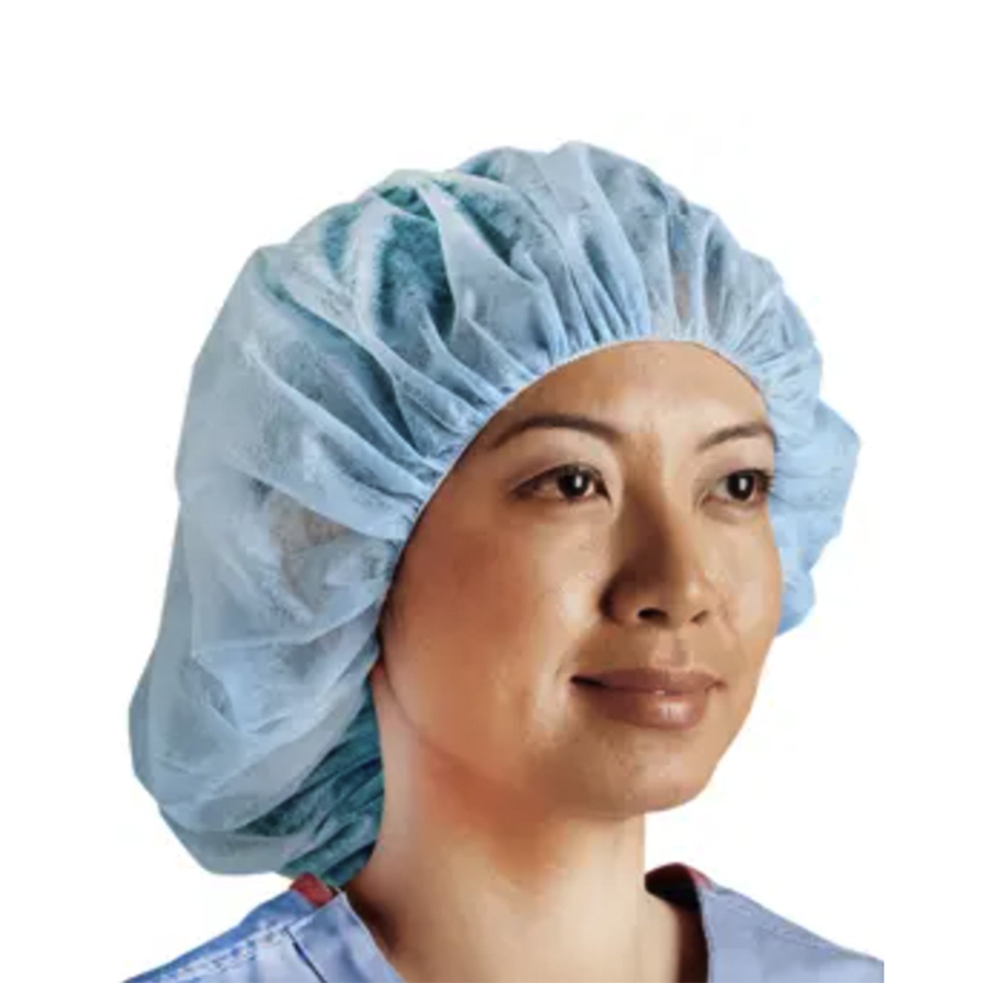 Bouffant Cap One Size Fits Most Blue Elastic Closure, Packaging Type- Box