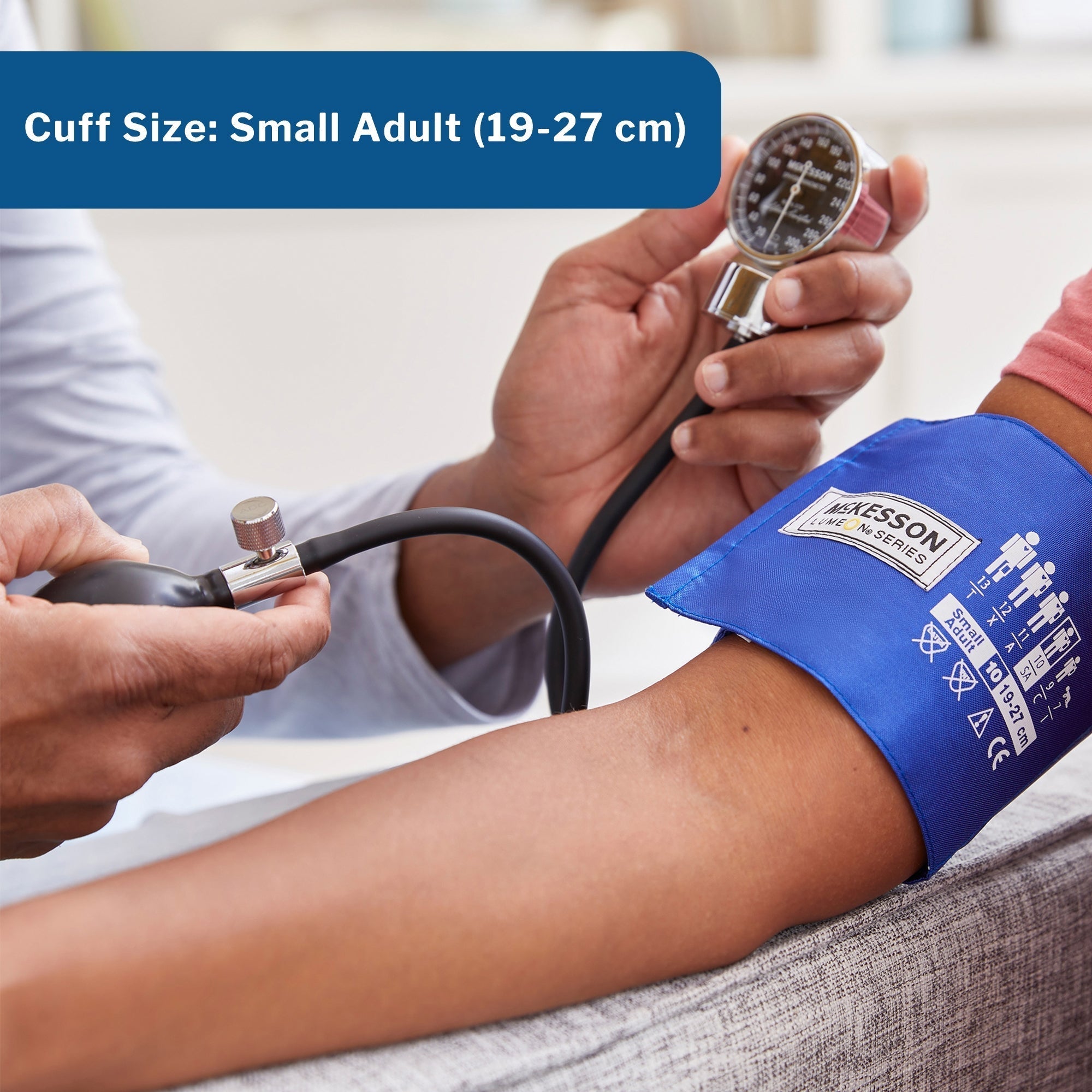 aneroid sphygmomanometer unit mckesson lumeon small adult cuff nylon cuff 19 27 cm pocket aneroid packaging type box