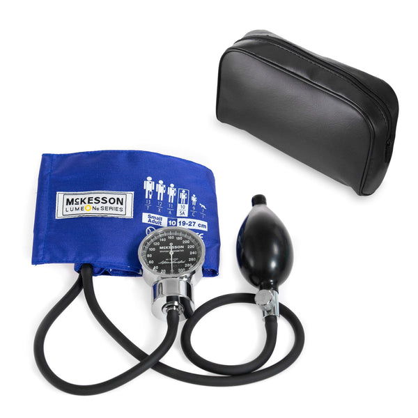 Aneroid Sphygmomanometer Unit McKesson LUMEON Small Adult Cuff Nylon Cuff 19   27 cm Pocket Aneroid