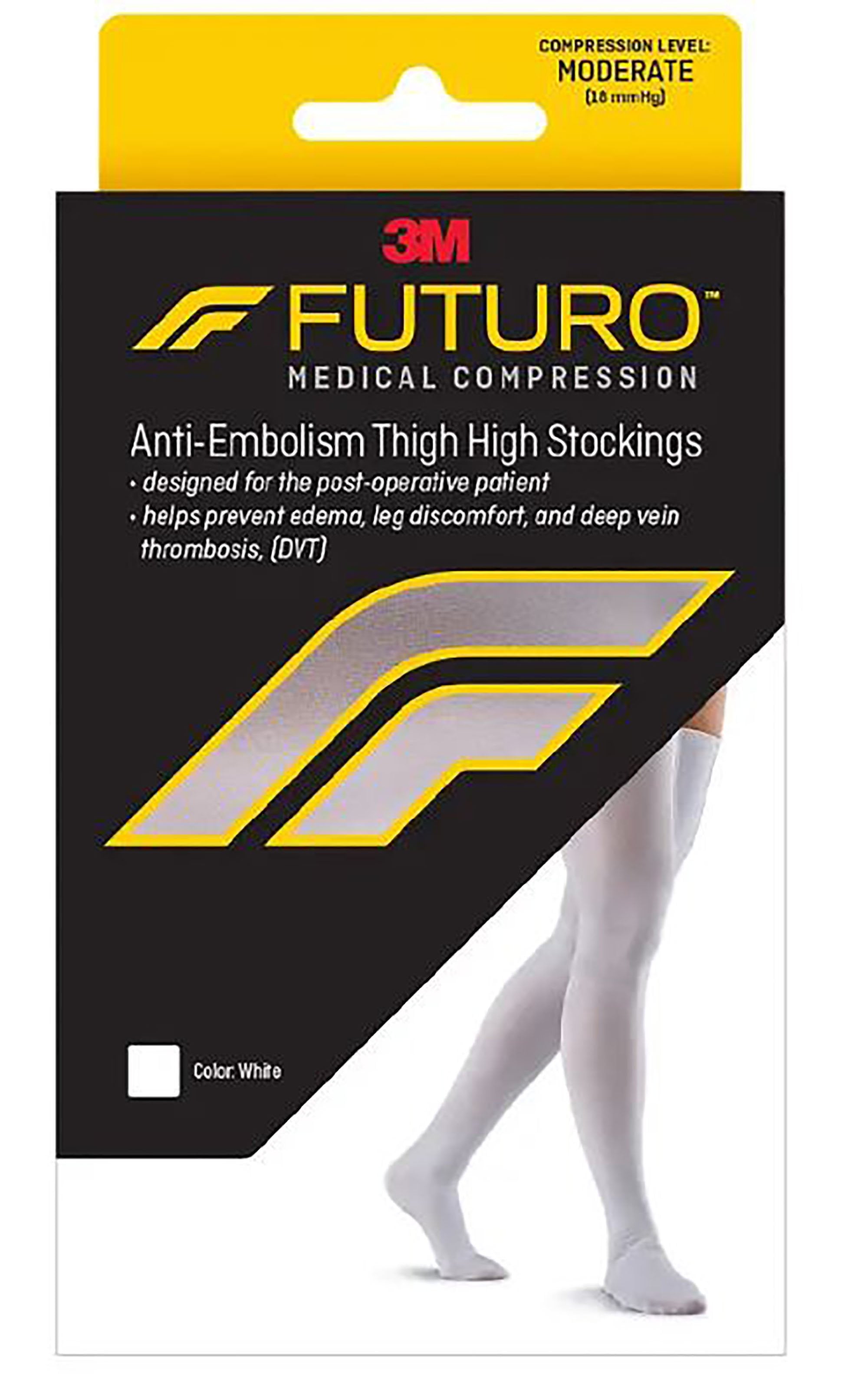 Anti embolism Stocking 3M Futuro Thigh High Medium / Short White Closed Toe