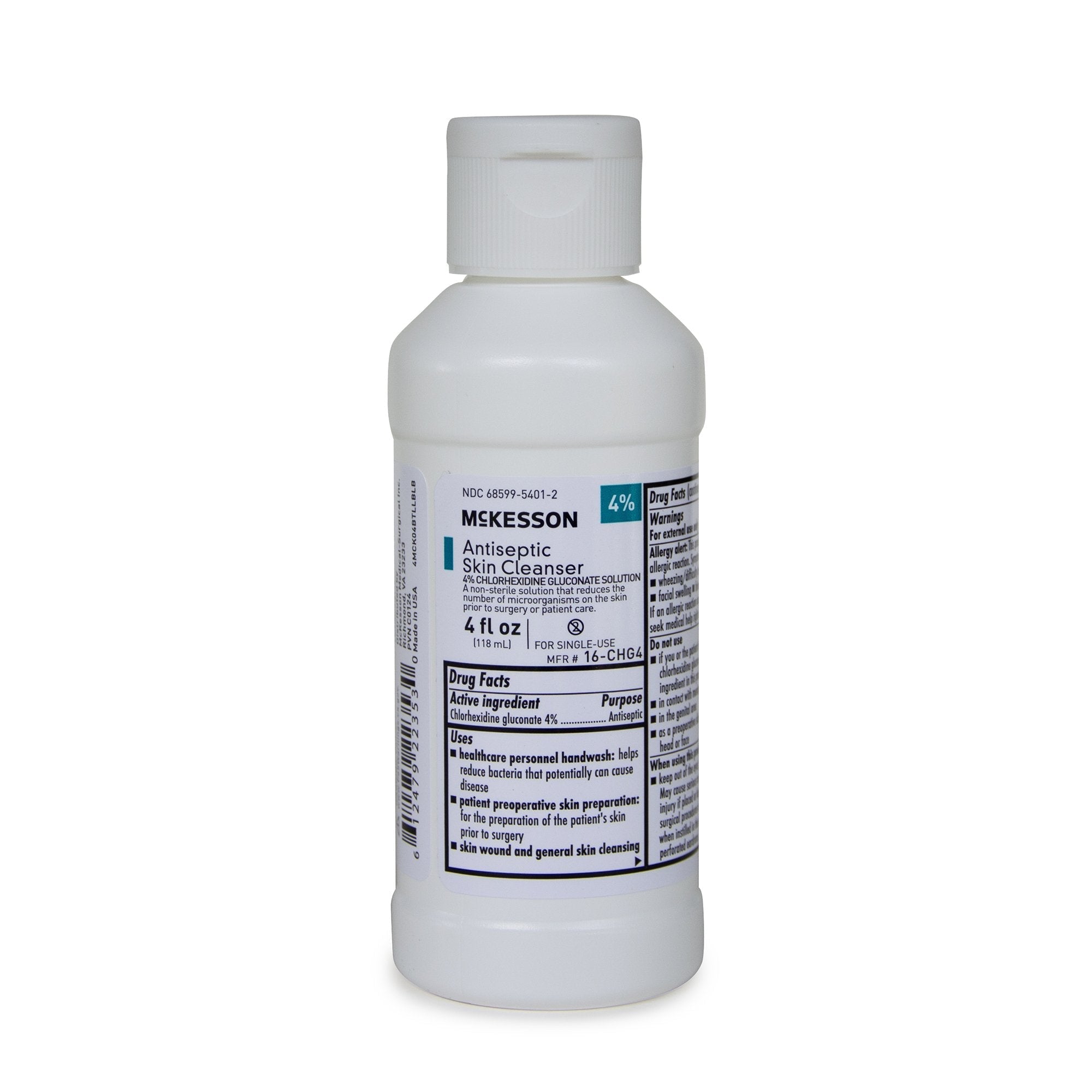 Antiseptic Skin Cleanser McKesson 4 oz. Flip Top Bottle 4% Strength CHG (Chlorhexidine Gluconate) / Isopropyl Alcohol NonSterile