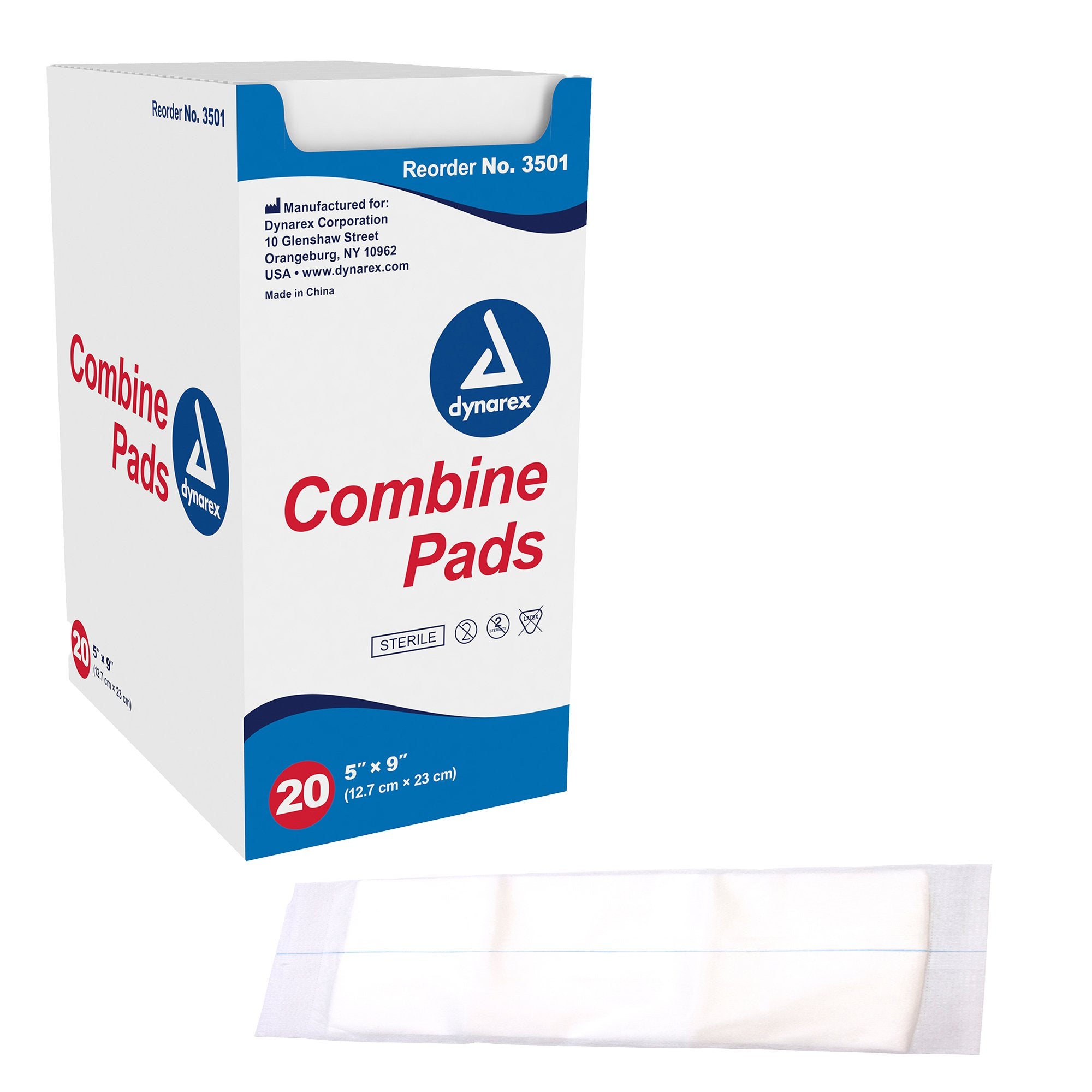 Abdominal Pad Dynarex 5 X 9 Inch Sterile 1 per Pouch, Packaging Type- Box