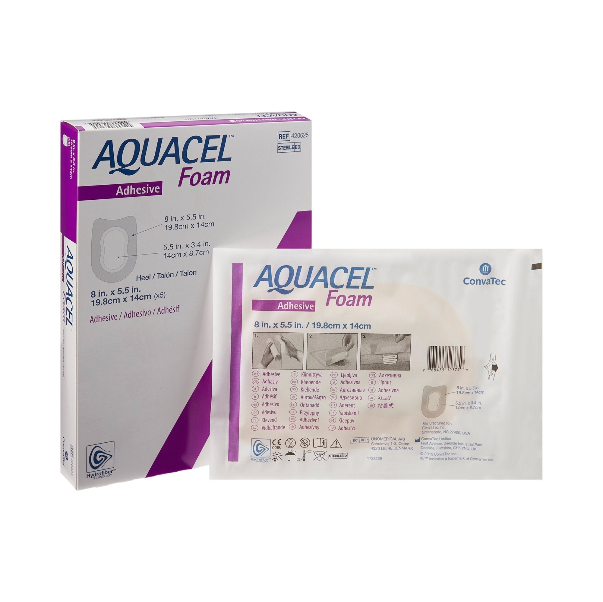 Foam Dressing Aquacel 5 1/2 X 8 Inch With Border Waterproof Film Backing Silicone Adhesive Heel Sterile