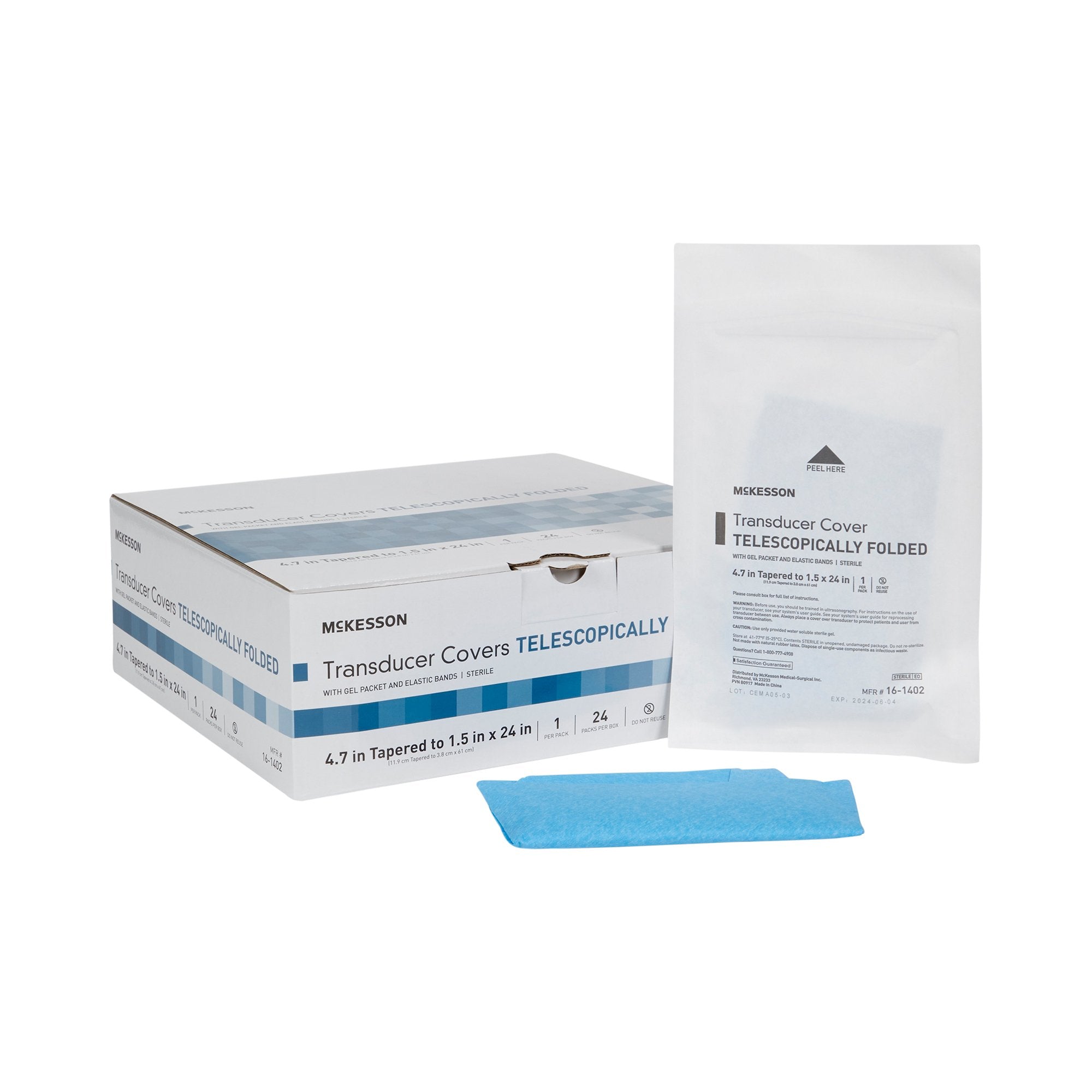 Ultrasound Probe Cover Kit McKesson 4.7 Inch tapered to 1.5 X 24 Inch Plastic Sterile Tapered, Packaging Type- Box