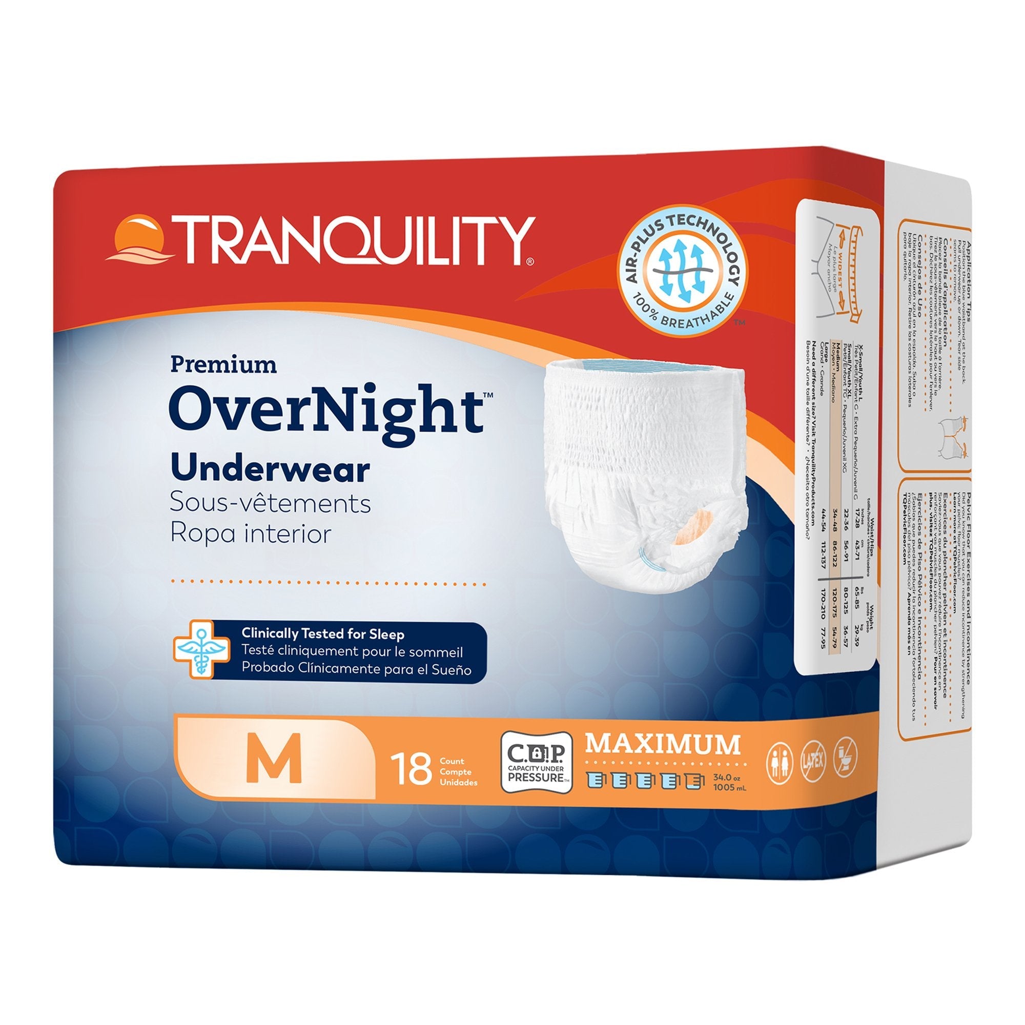 Unisex Adult Absorbent Underwear Tranquility Premium OverNight Pull On with Tear Away Seams Medium Disposable Heavy Absorbency
