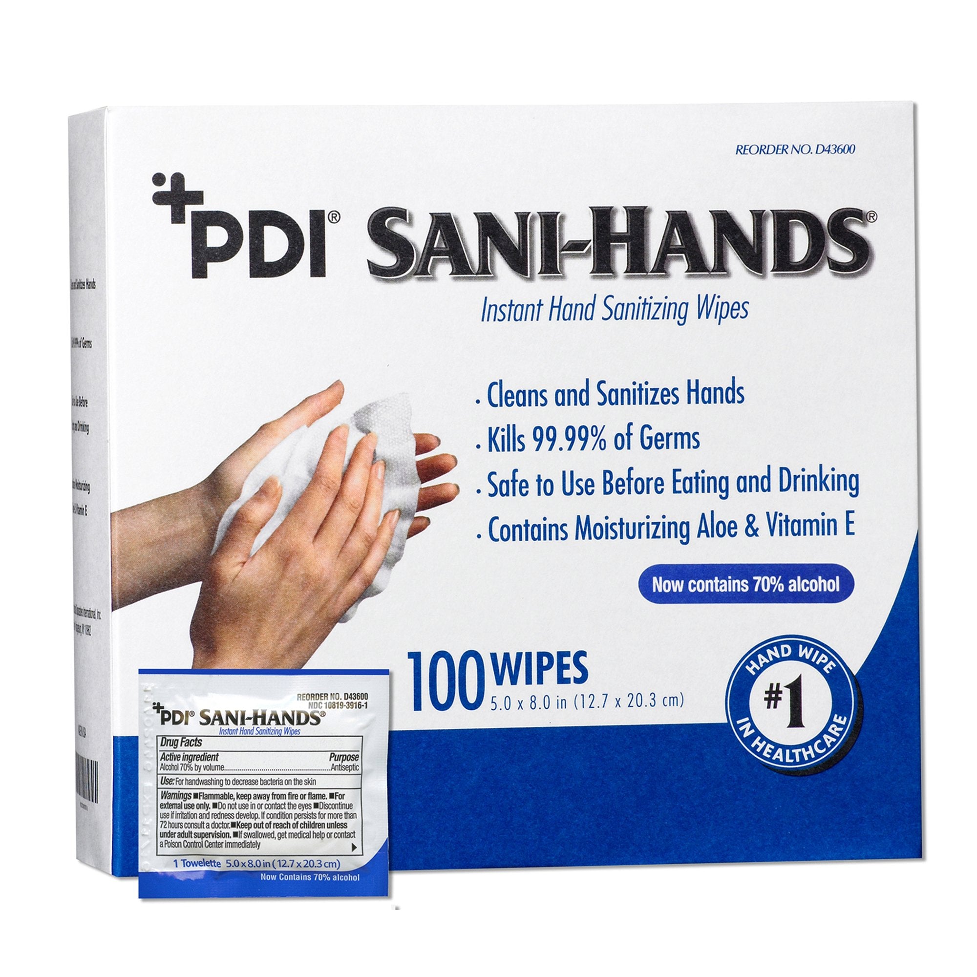 Hand Sanitizing Wipe Sani-Hands® 100 Count Ethyl Alcohol Wipe Individual Packet,  Packaging Type- Case