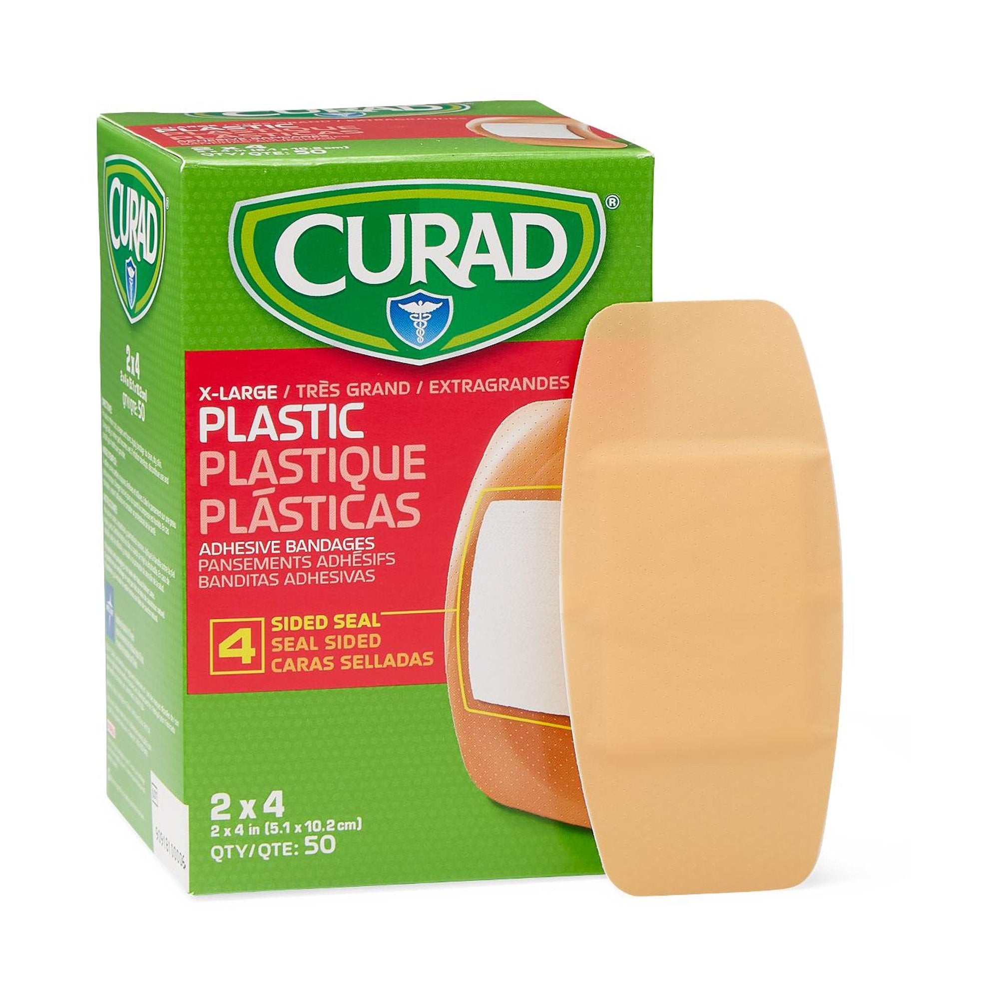 Adhesive Strip Curad 2 X 4 Inch Plastic Rectangle Tan Sterile