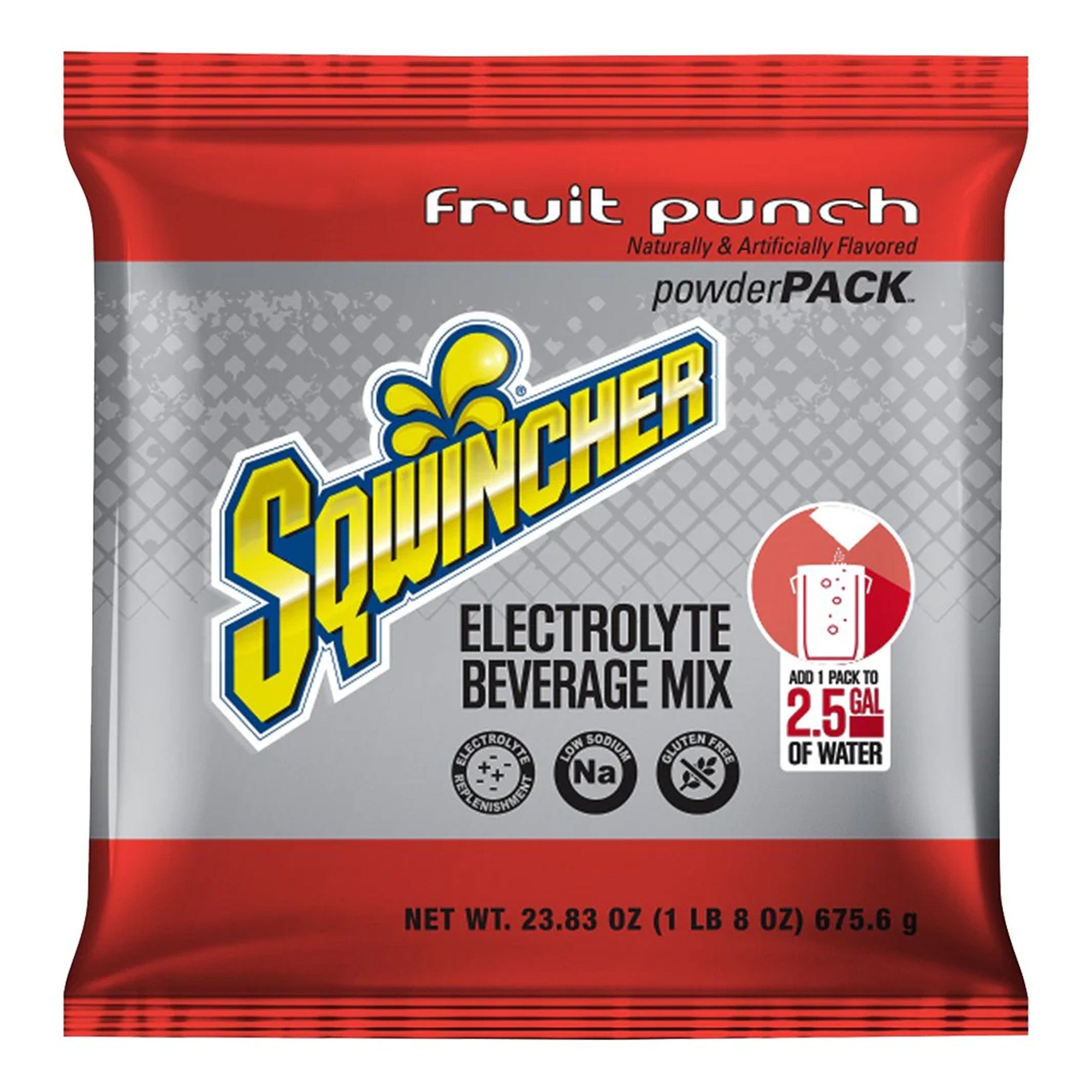 Oral Electrolyte Solution Sqwincher Powder Pack Fruit Punch Flavor 23.83 oz. Electrolyte, Packaging Type- Case