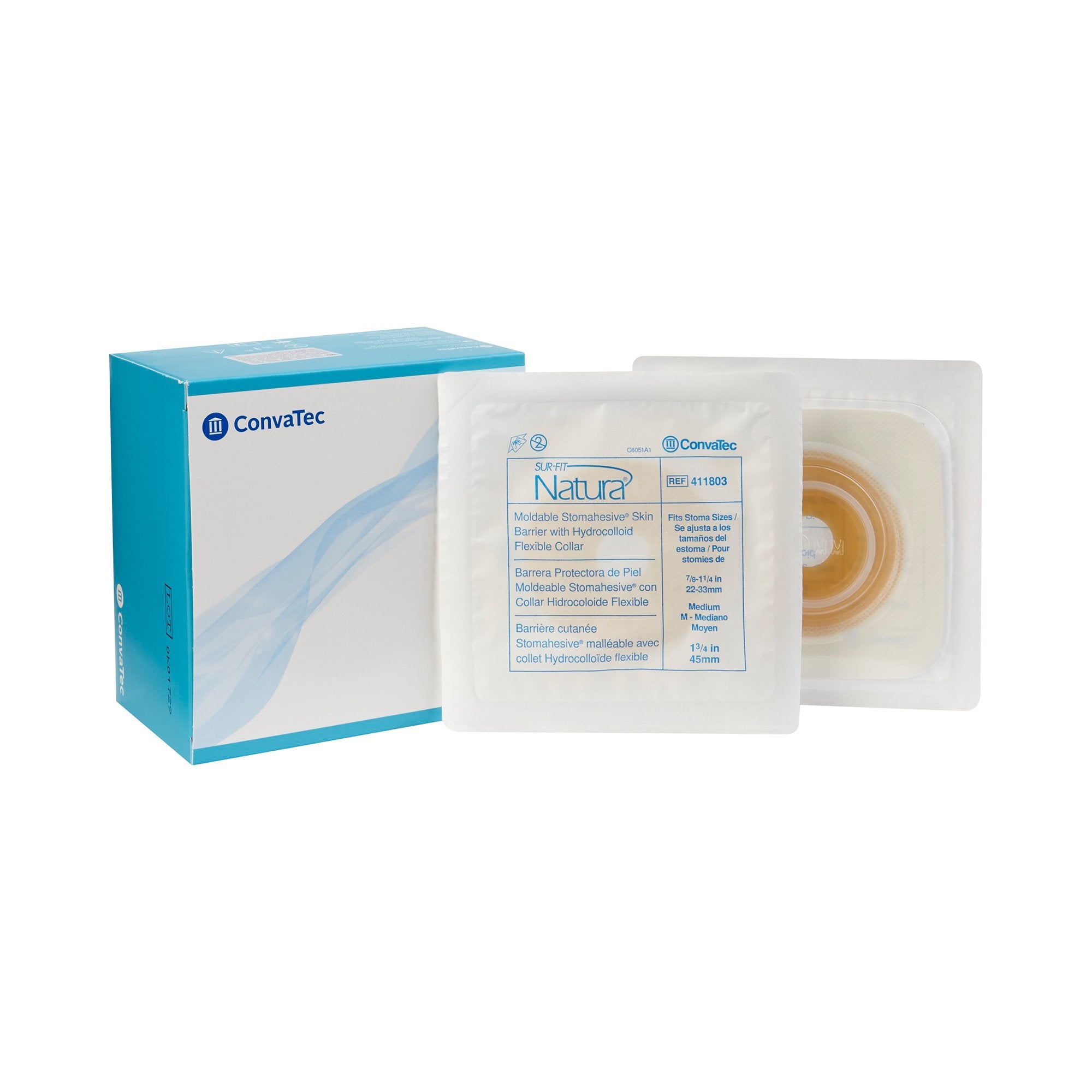 Ostomy Barrier Sur-Fit Natura Stomahesive Moldable, Standard Wear Without Tape 45 mm Flange Sur-Fit Natura System Hydrocolloid 7/8 to 1-1/4 Inch Opening, Packaging Type- Box