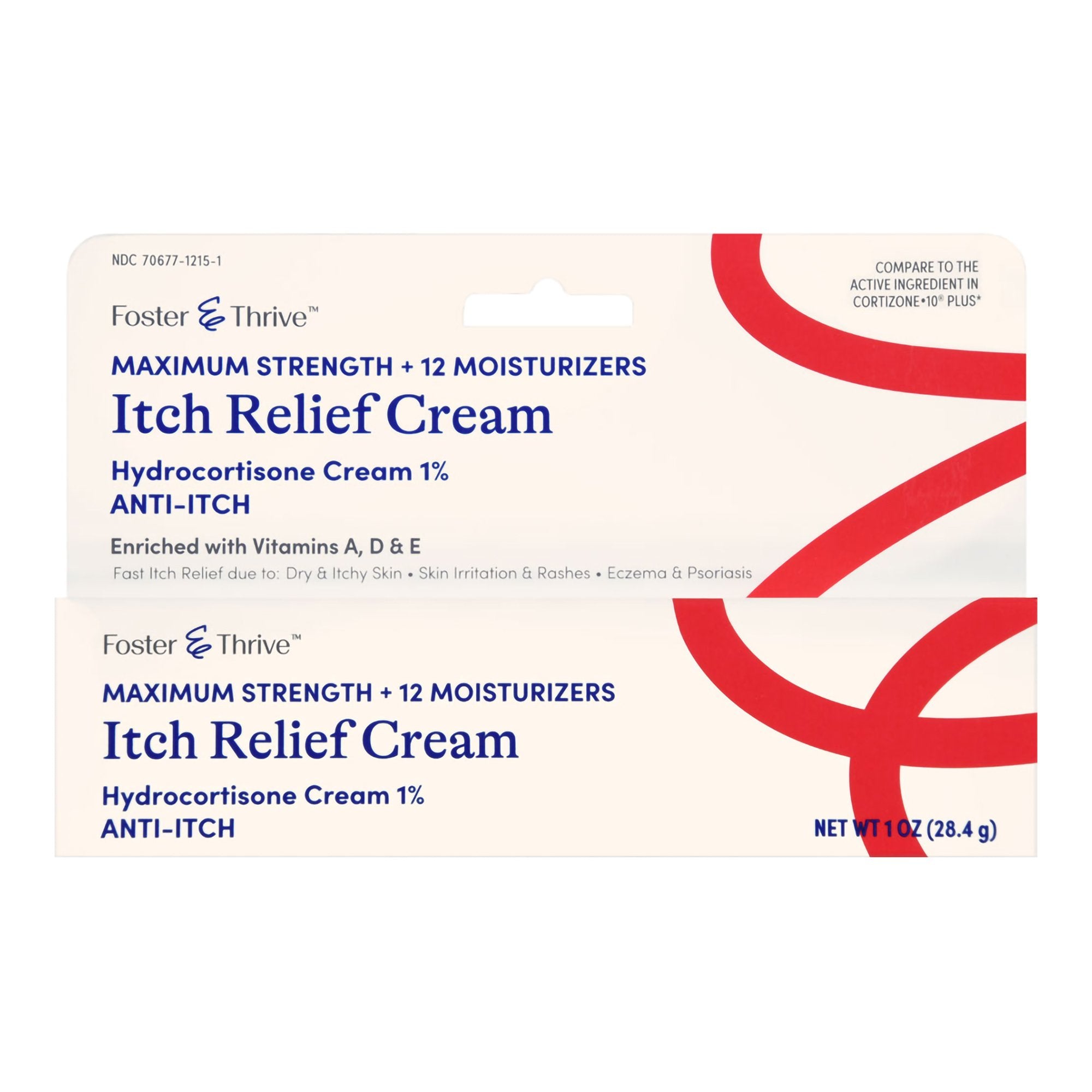 Itch Relief Foster & Thrive 1% Strength Cream 1 oz. Tube, Packaging Type- Each