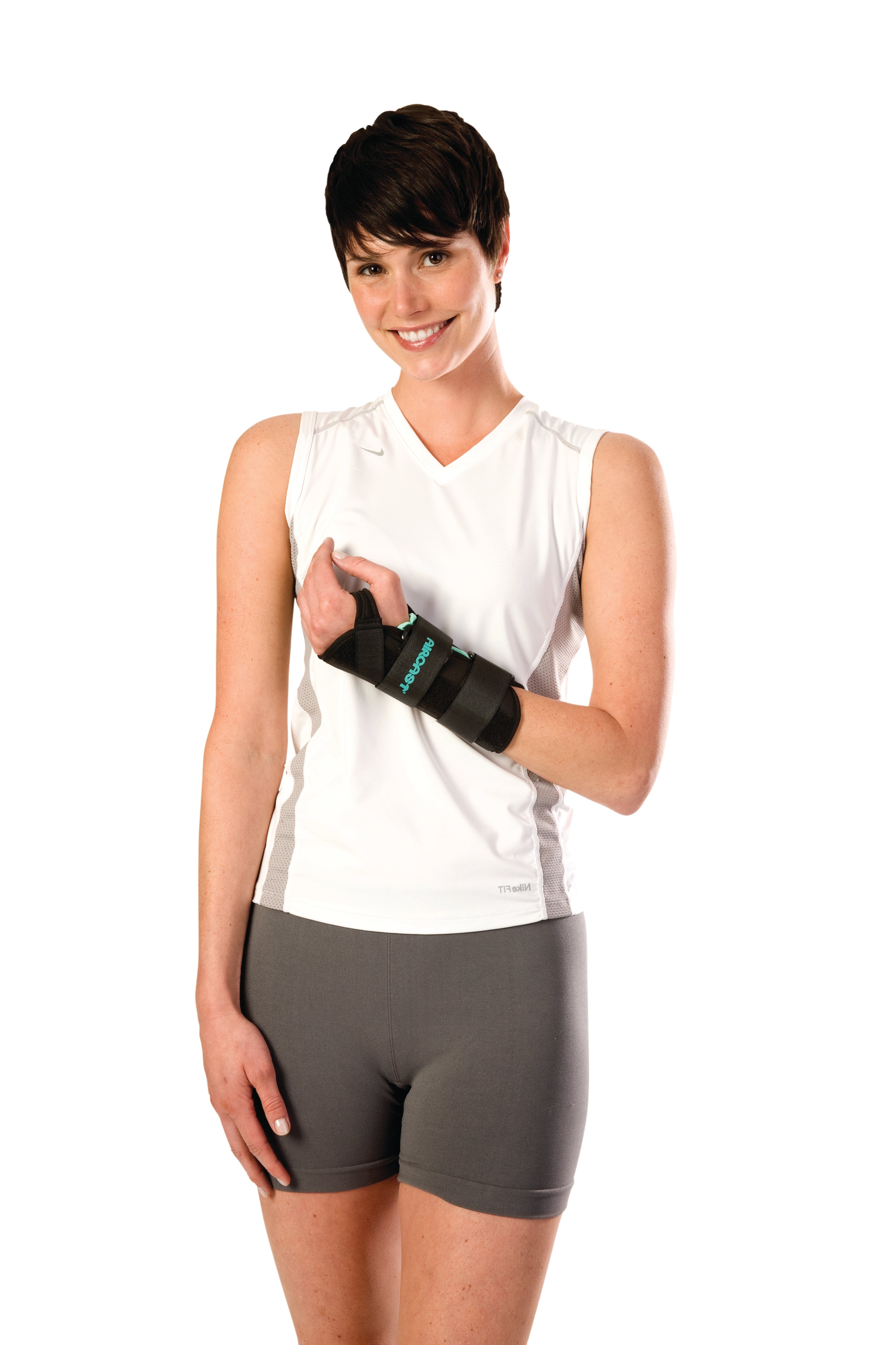 Wrist Brace with Thumb Spica AirCast A2 Aluminum / Foam / Nylon Right Hand Black Large