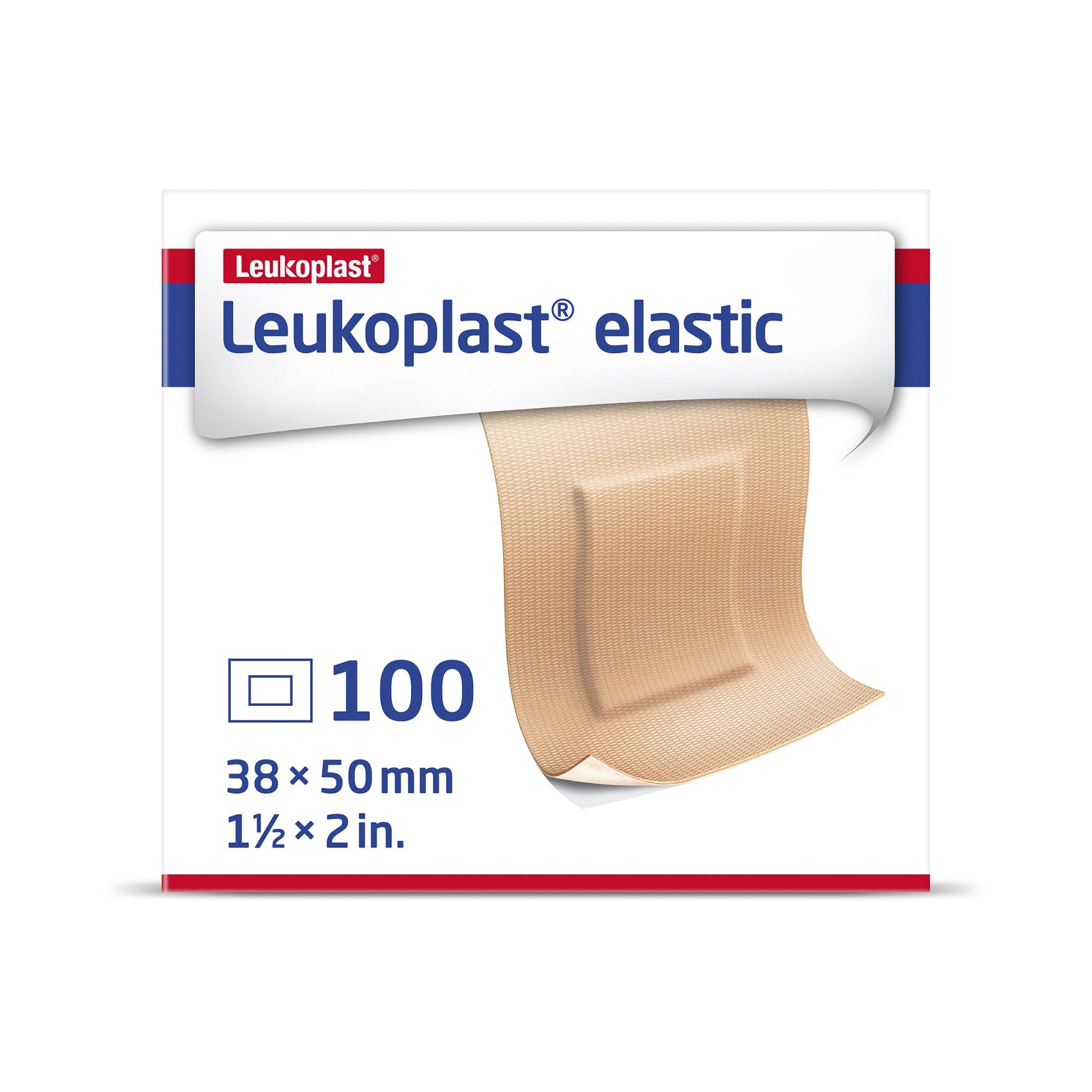 Adhesive Strip Leukoplast Elastic 1-1/2 X 2 Inch Plastic Rectangle Tan Sterile