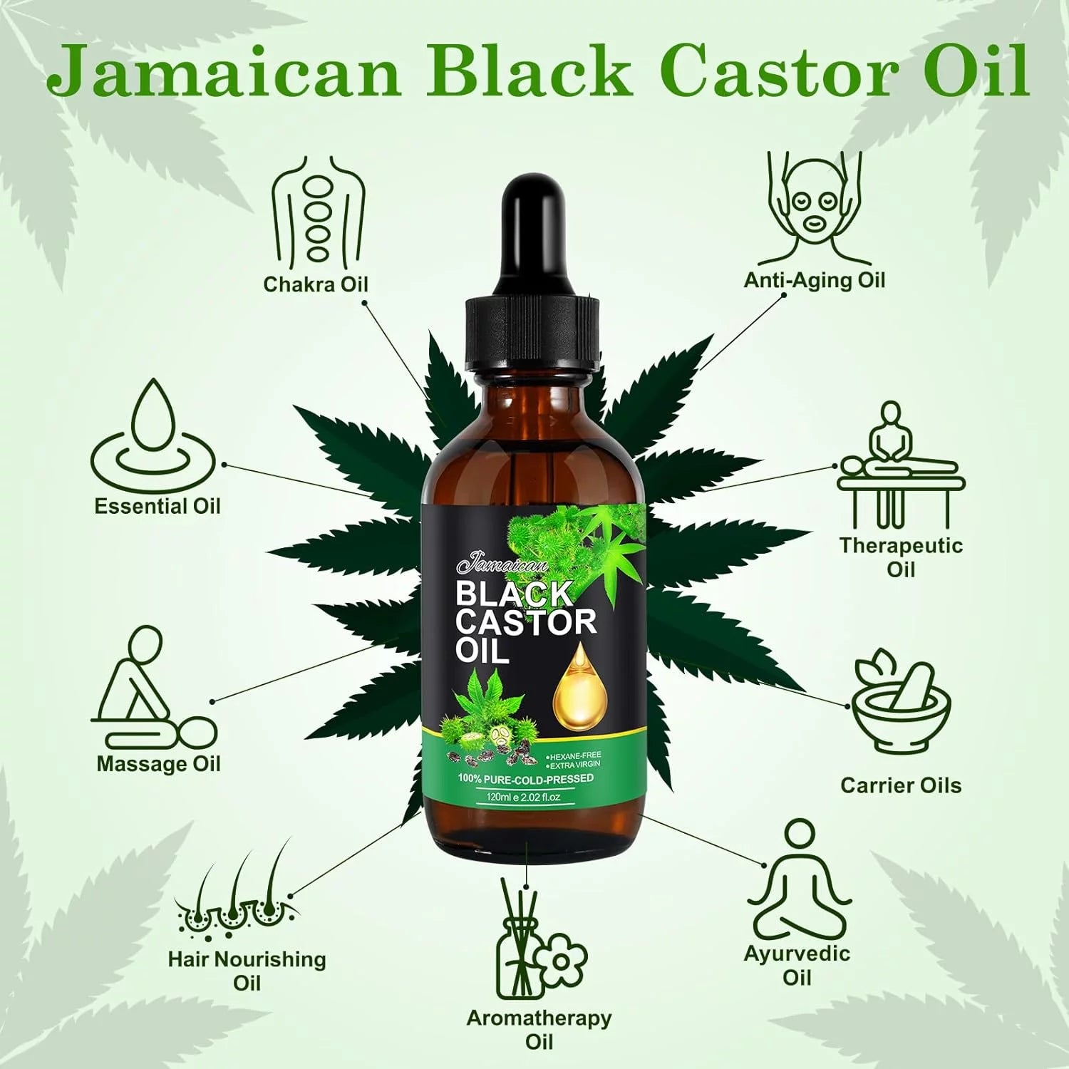 Jamaican Black Castor Oil,Organic Castor Oil for Body Skin,100% Pure Cold Pressed Black Castor Oil Organic,Essential Oil,Massage Oil,Hair Nourishing Oil,Anti-Aging Oil,Massage Oils