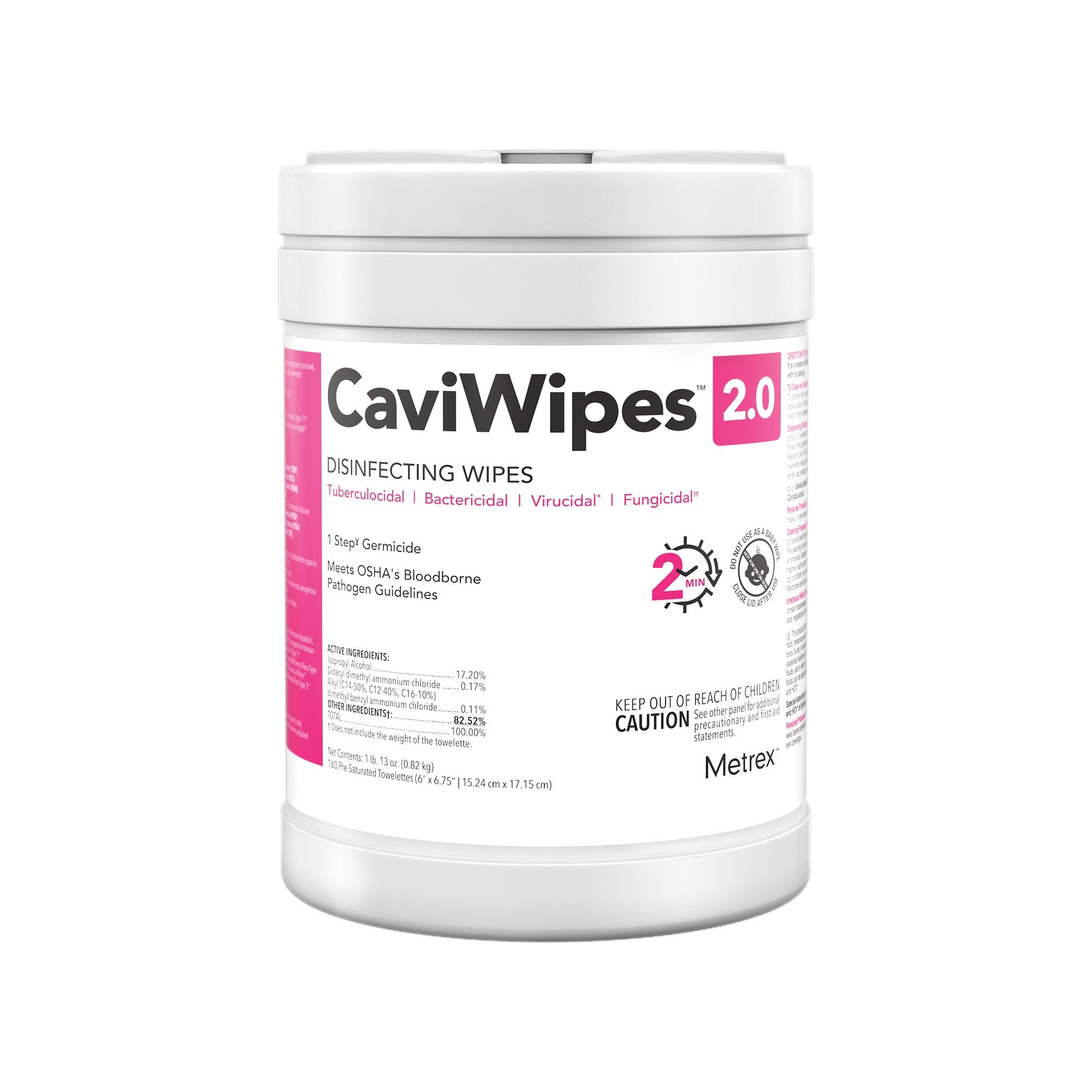 CaviWipes 2.0 Surface Disinfectant Premoistened Manual Pull Wipe 65 Count Canister Alcohol Scent NonSterile