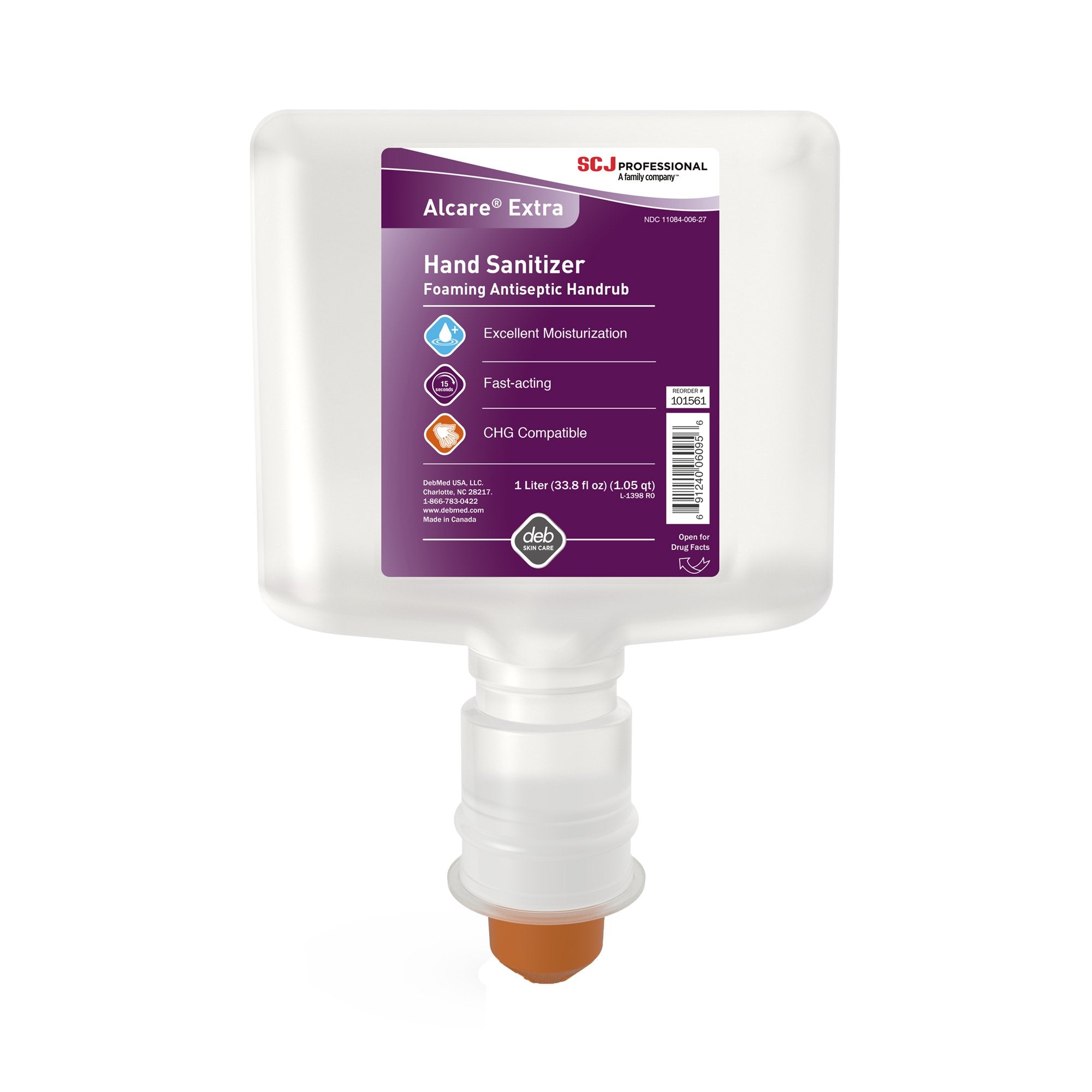 Hand Sanitizer Alcare Extra 1,000 mL Ethyl Alcohol Foaming Dispenser Refill Bottle
