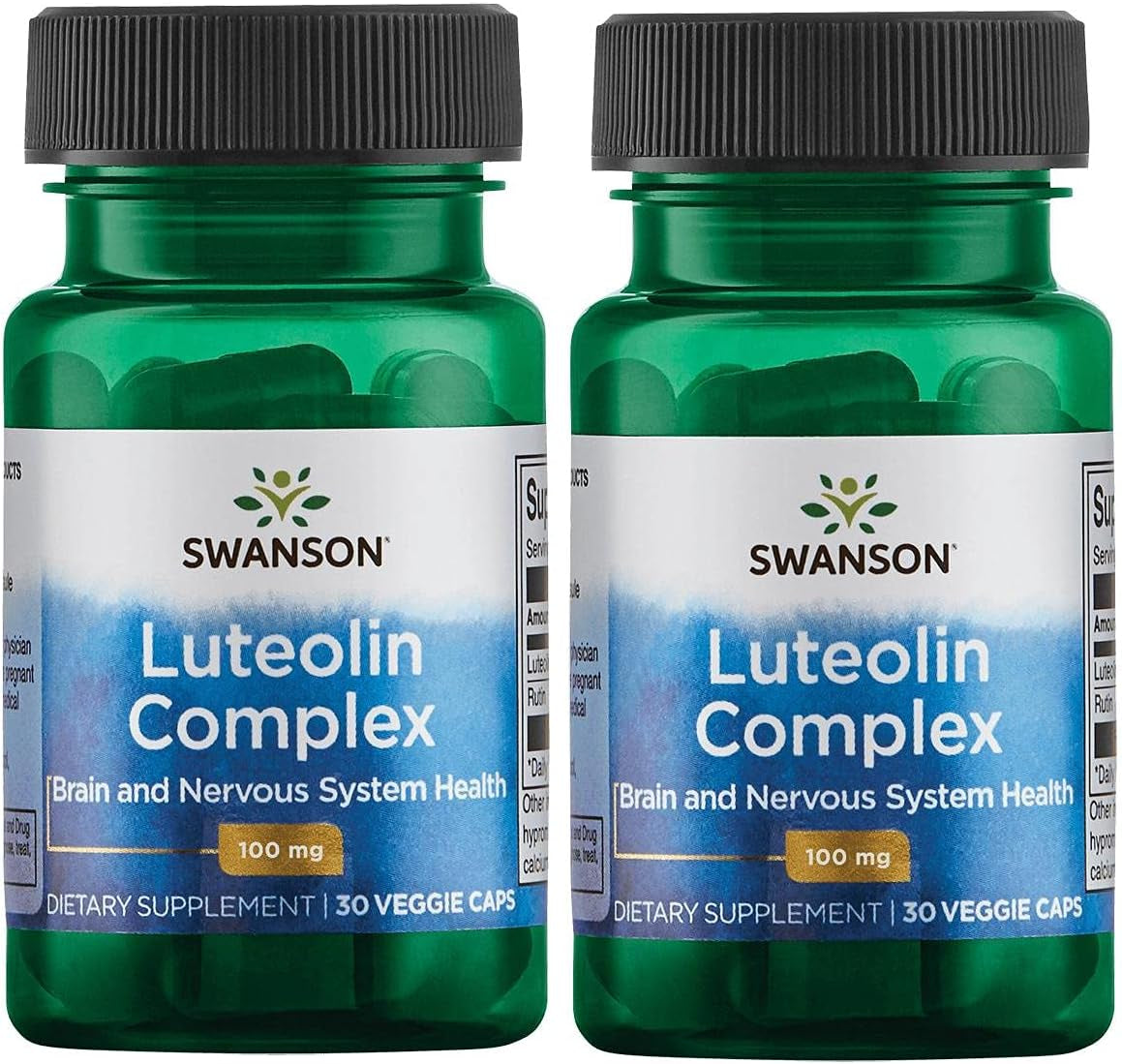 Luteolin Complex W/Rutin - Brain Support Supplement Promoting Memory, Mood & Cognitive Health - Natural Formula to Help Maintain Nervous System - (30 Veggie Capsules) 2 Pack