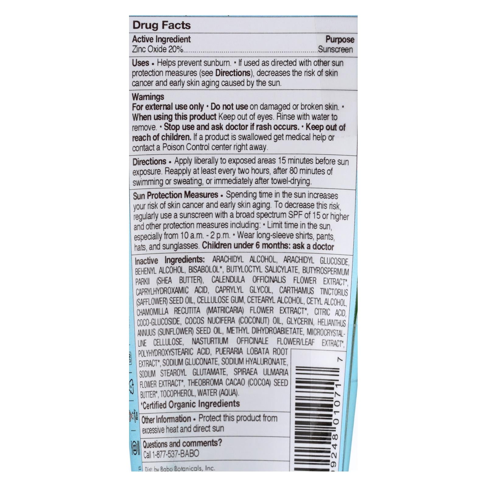 babo botanicals baby skin mineral sunscreen spf 50 3 oz