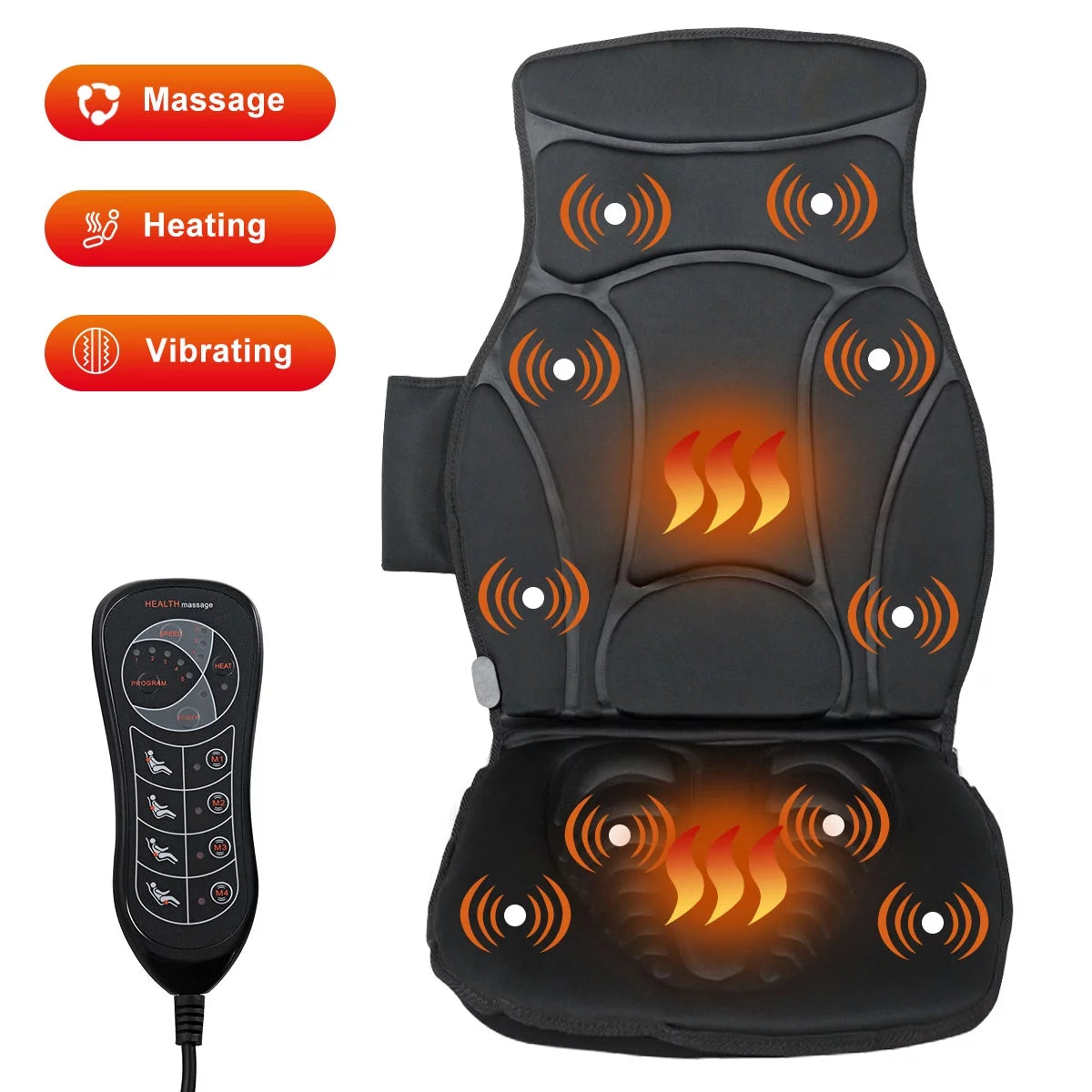 Vibration Massage Seat Cushion Car 10 Vibration Motors Seat Back Massager